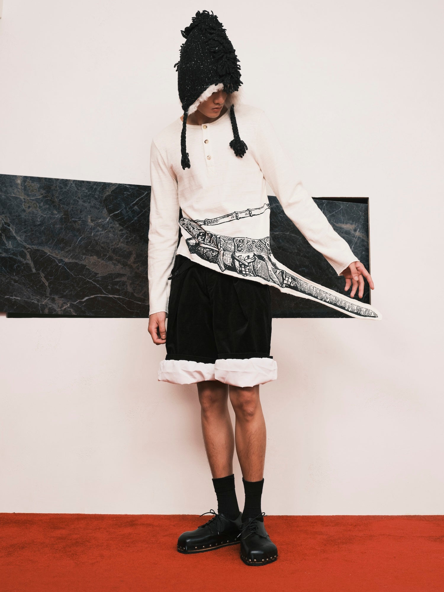 Sword Printed Henley Shirt