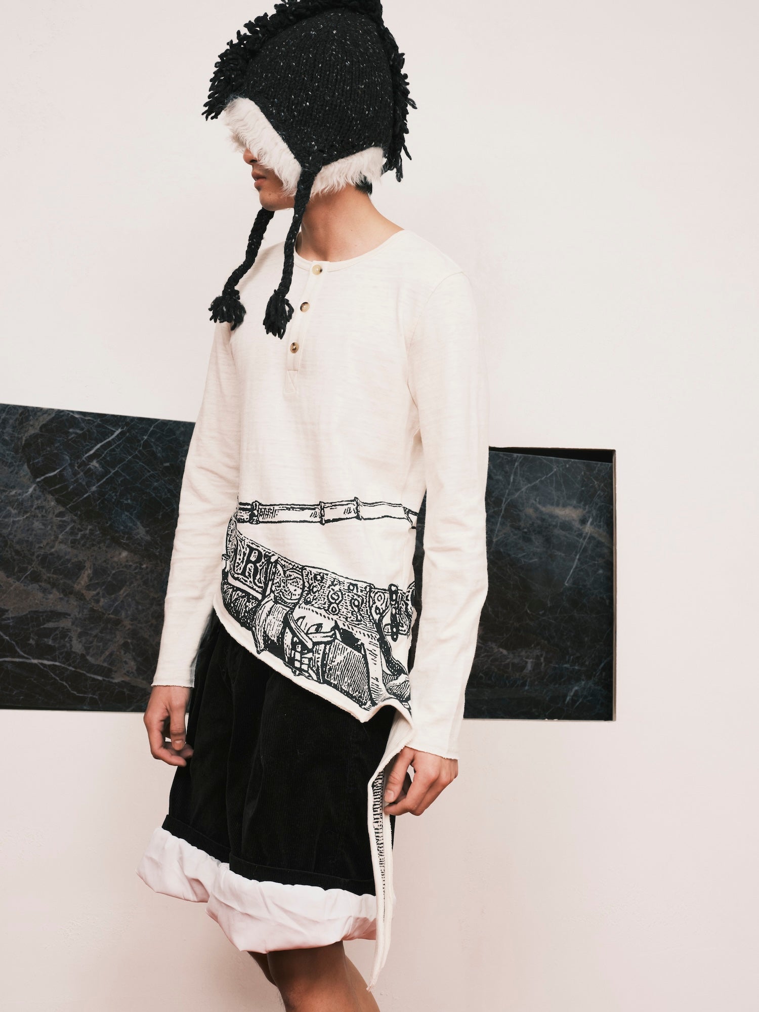 Sword Printed Henley Shirt