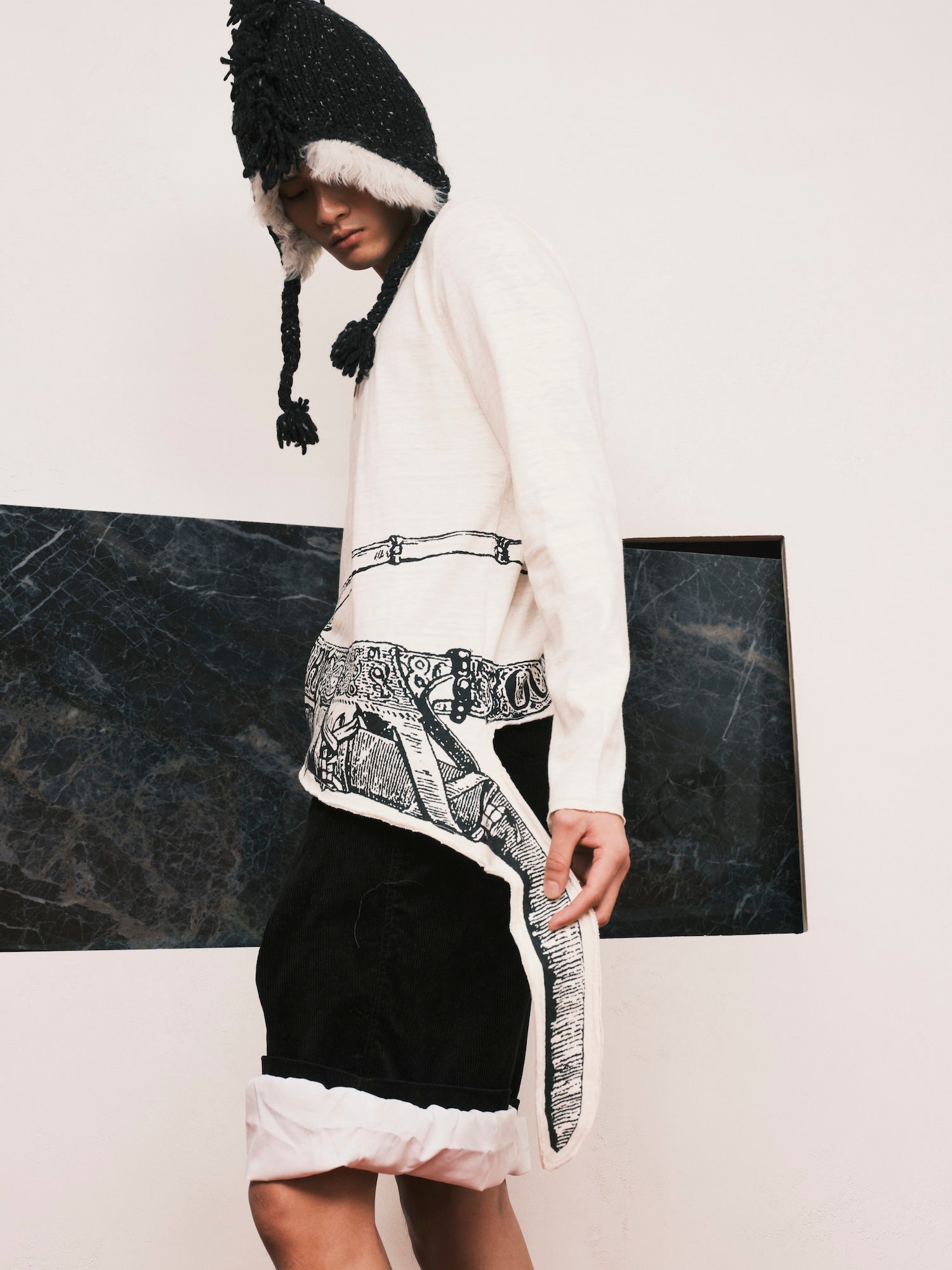 Sword Printed Henley Shirt