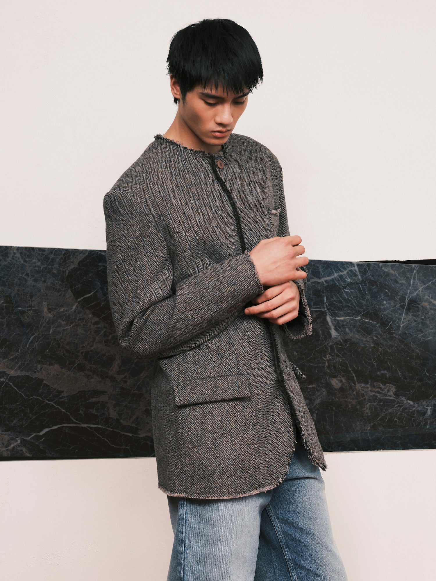 Acid Tweed Roundneck Blazer