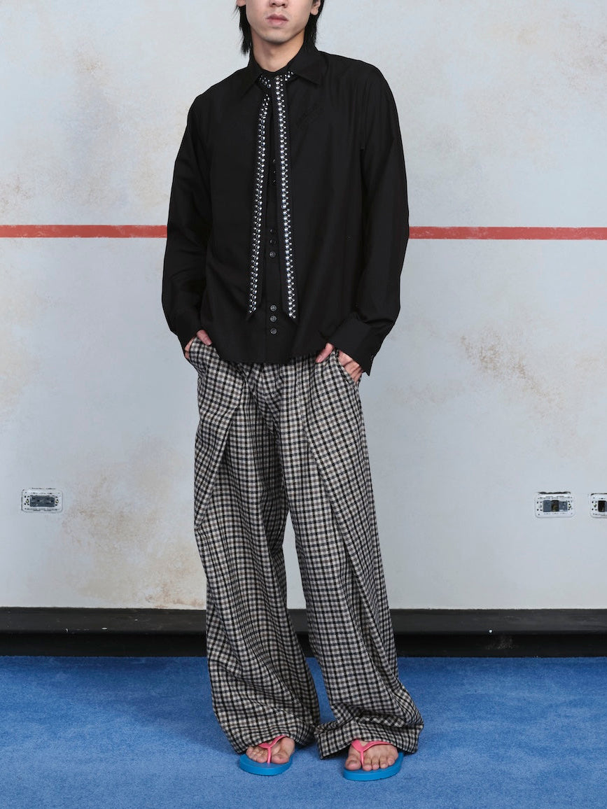 Diagonal Pleated Trousers