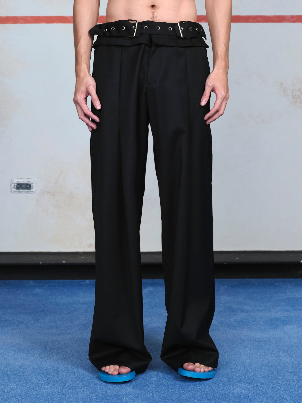 Double Belt Pleated Trousers