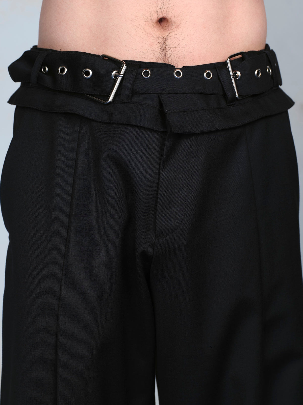 Double Belt Pleated Trousers