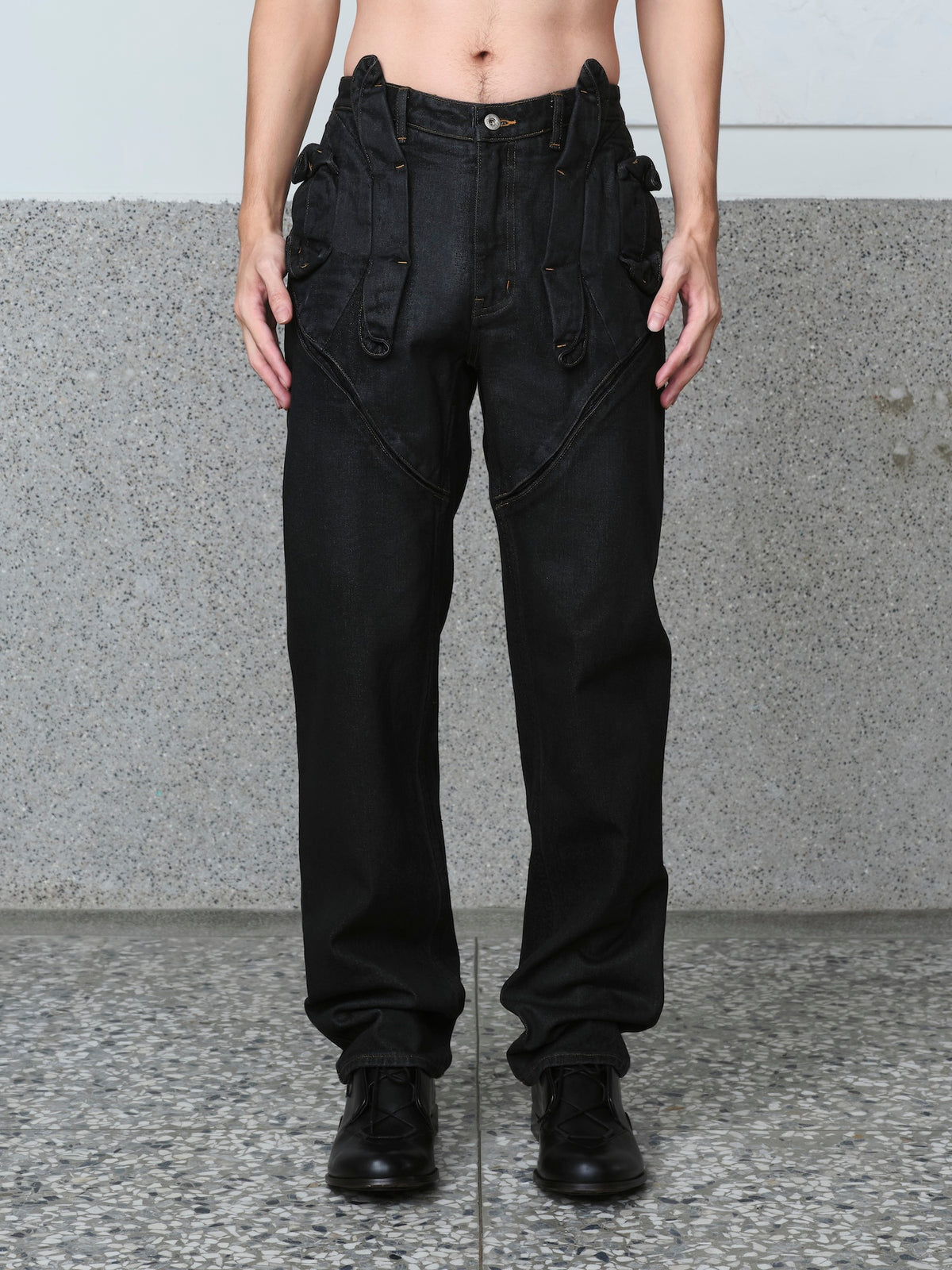 Gathered Denim Trousers