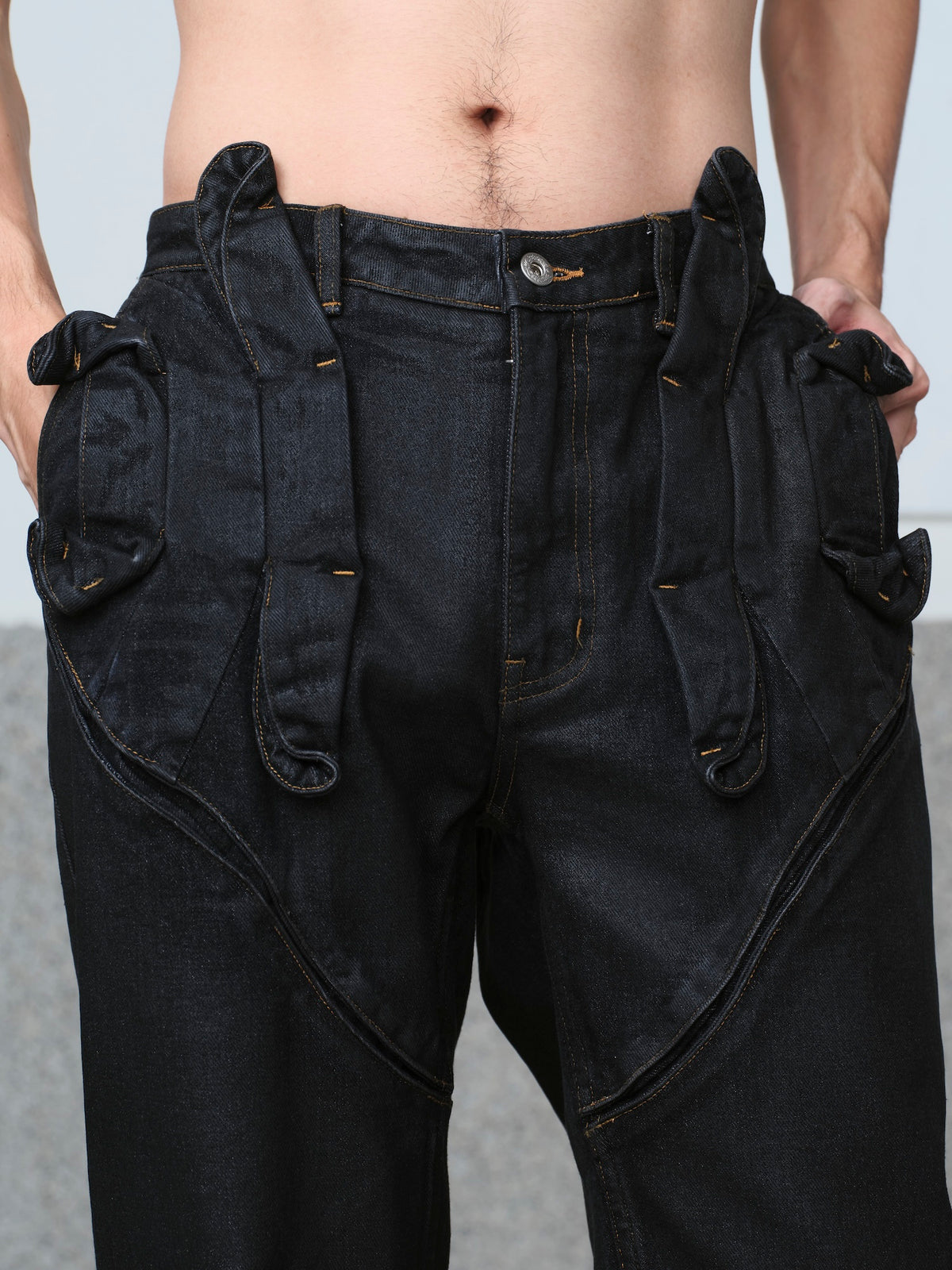Gathered Denim Trousers