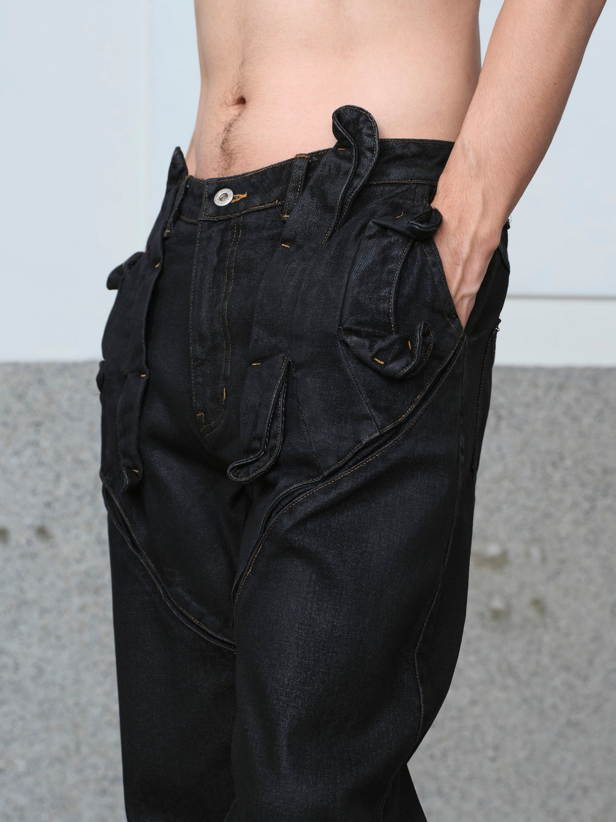 Gathered Denim Trousers