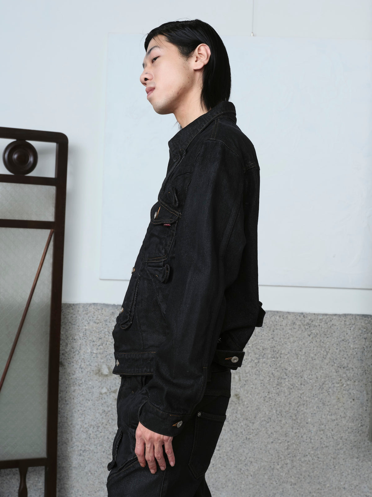 Gathered Denim Jacket