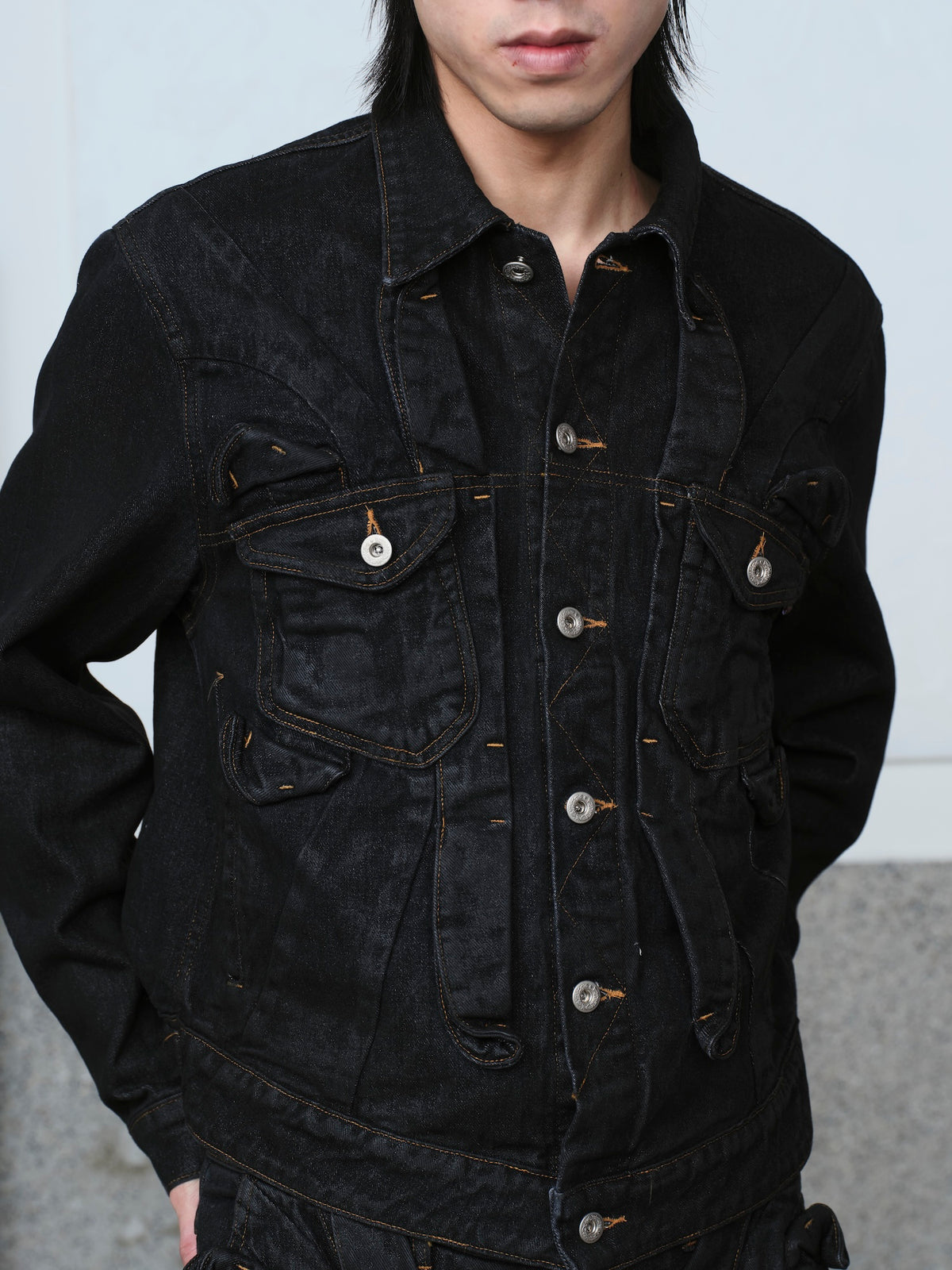 Gathered Denim Jacket