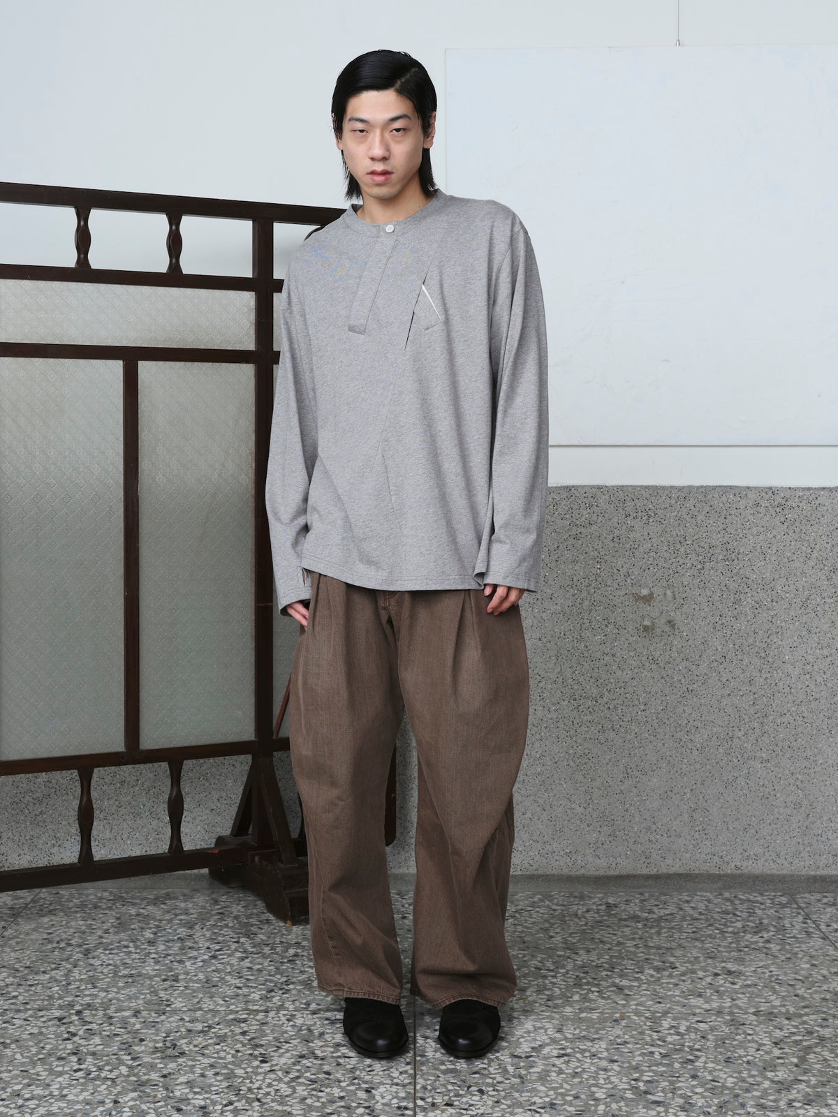 Interweaved Silk & Cotton Henley Shirt