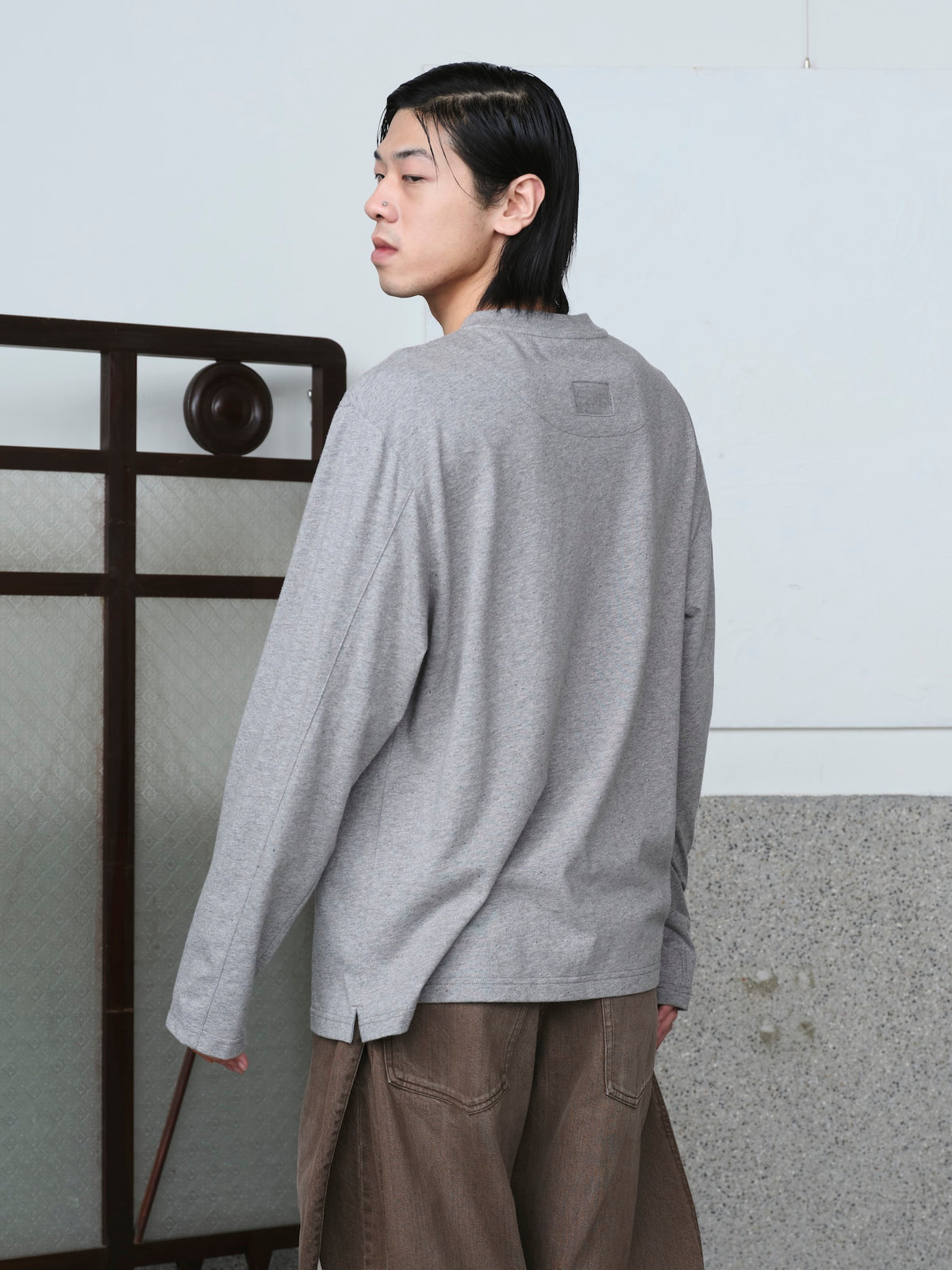 Interweaved Silk & Cotton Henley Shirt