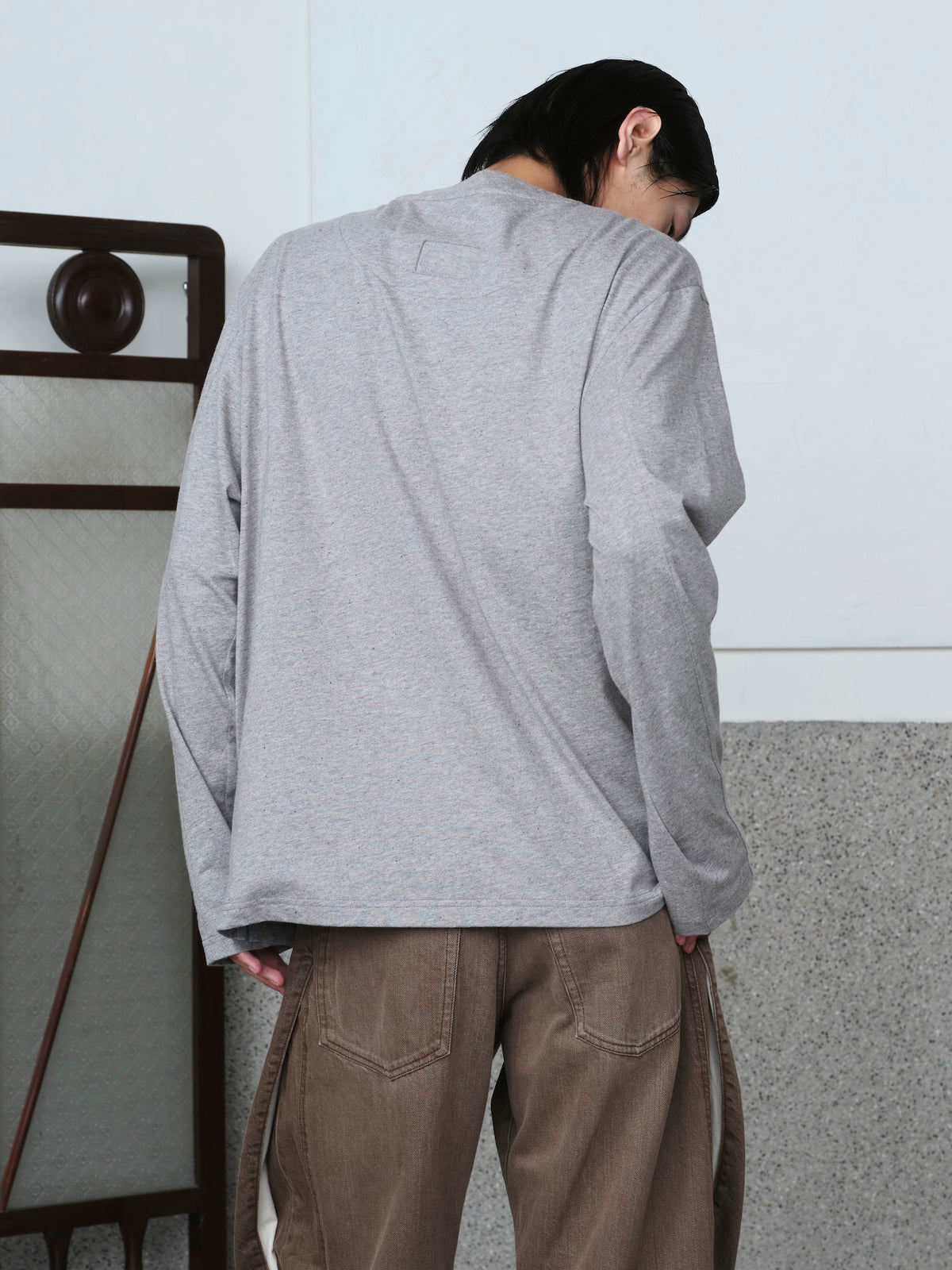 Interweaved Silk & Cotton Henley Shirt