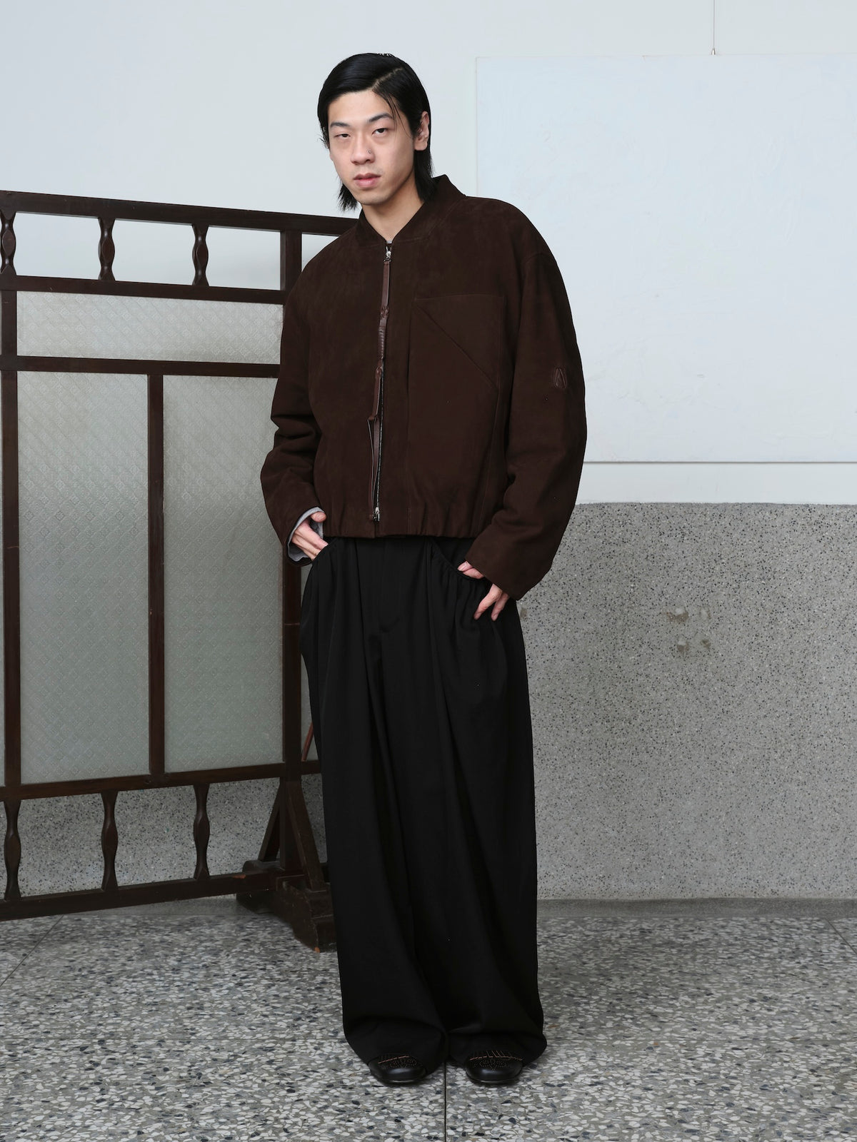 "G.O.A.T" Suede Strapped Zipper Blouson