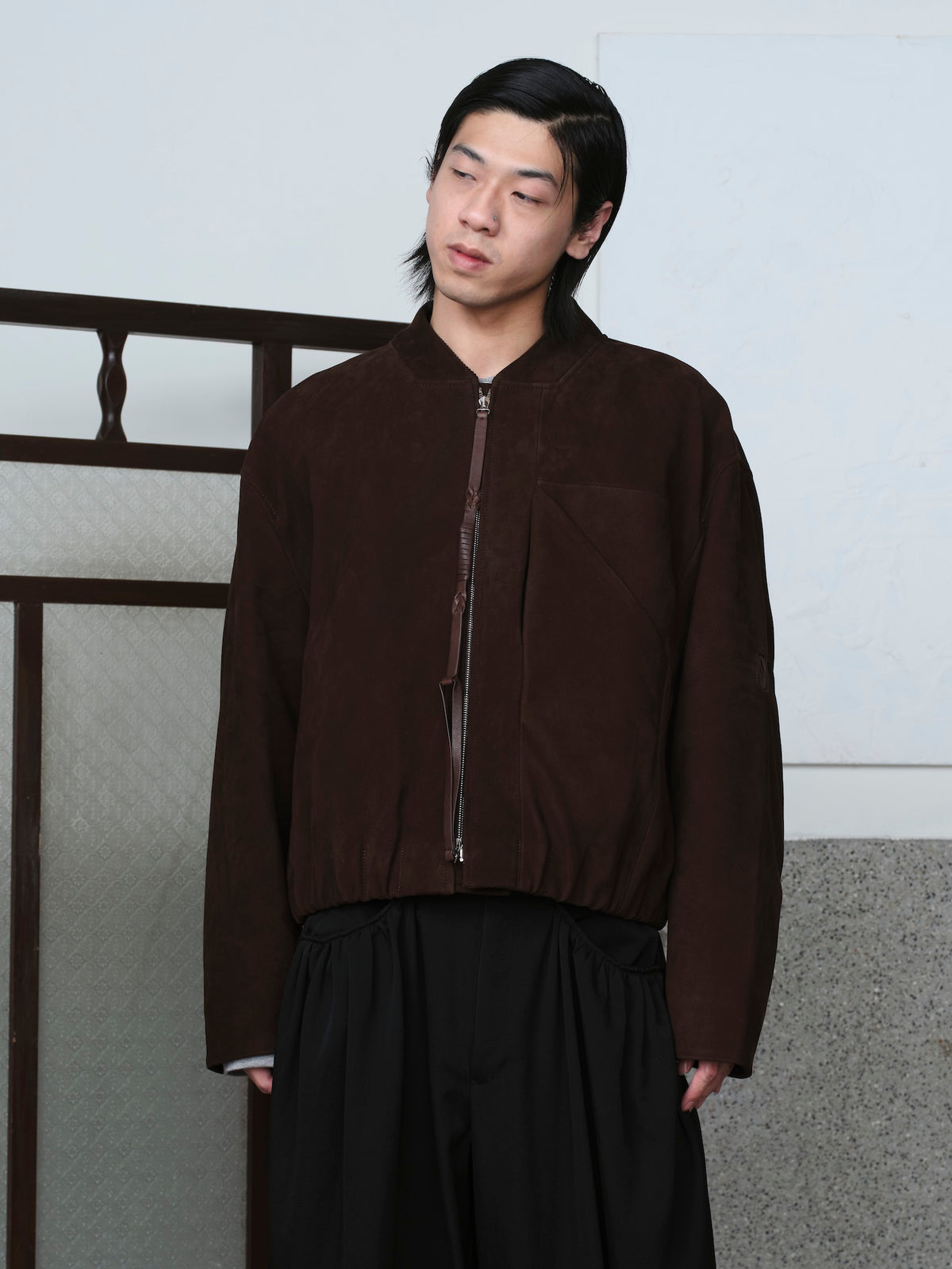 "G.O.A.T" Suede Strapped Zipper Blouson