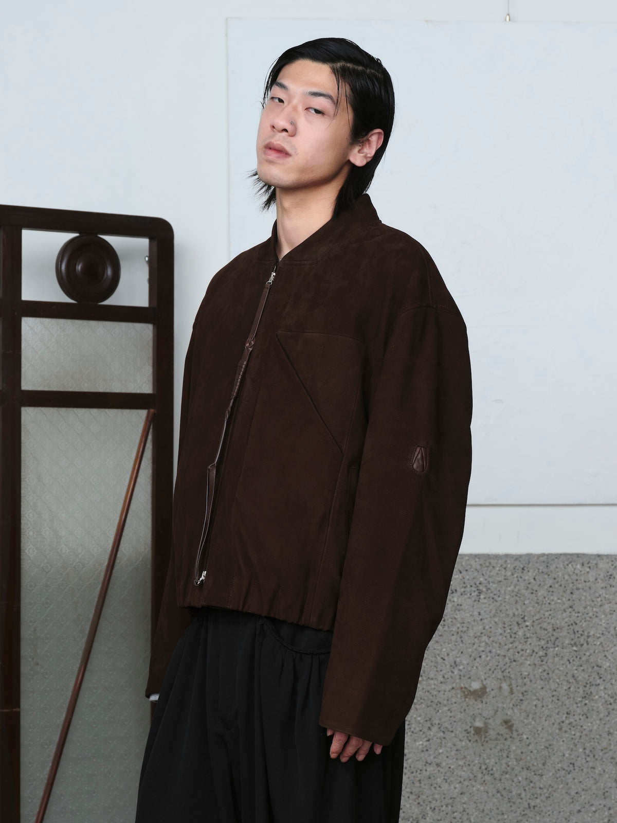 "G.O.A.T" Suede Strapped Zipper Blouson