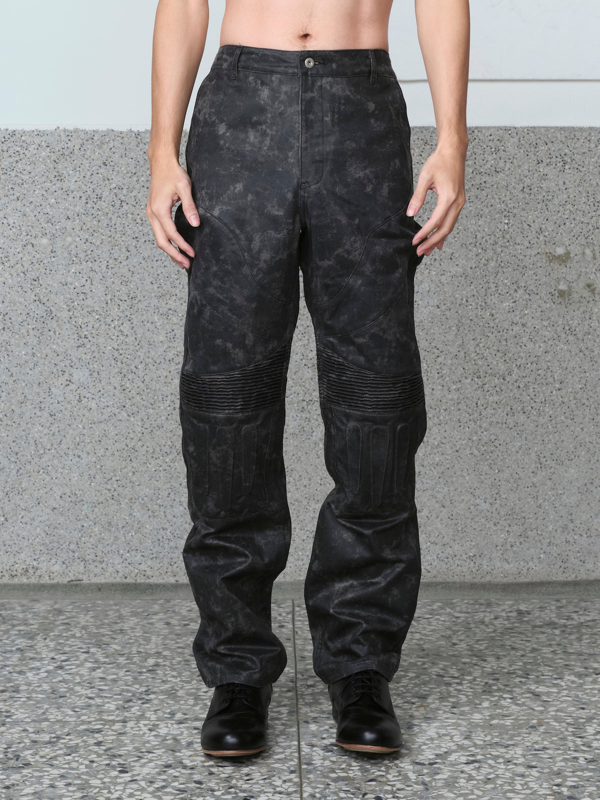 Embossed Leather Biker Pants