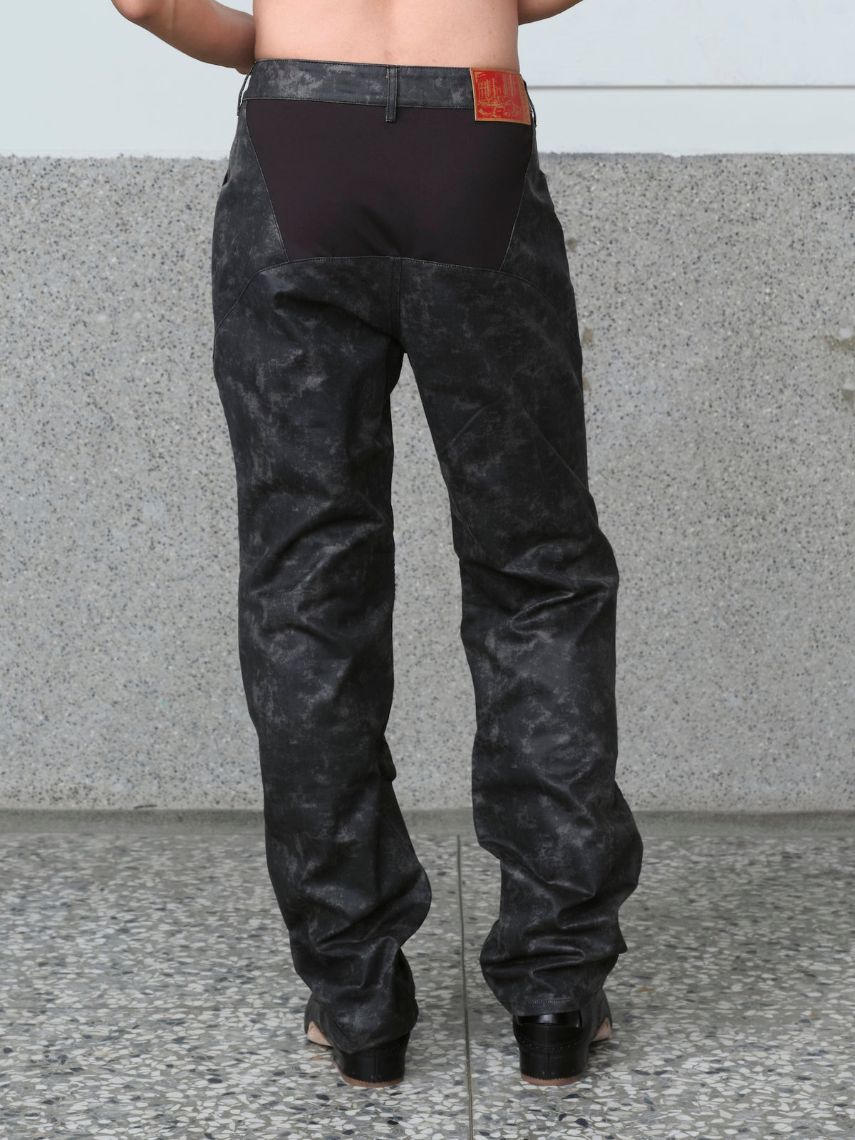 Embossed Leather Biker Pants