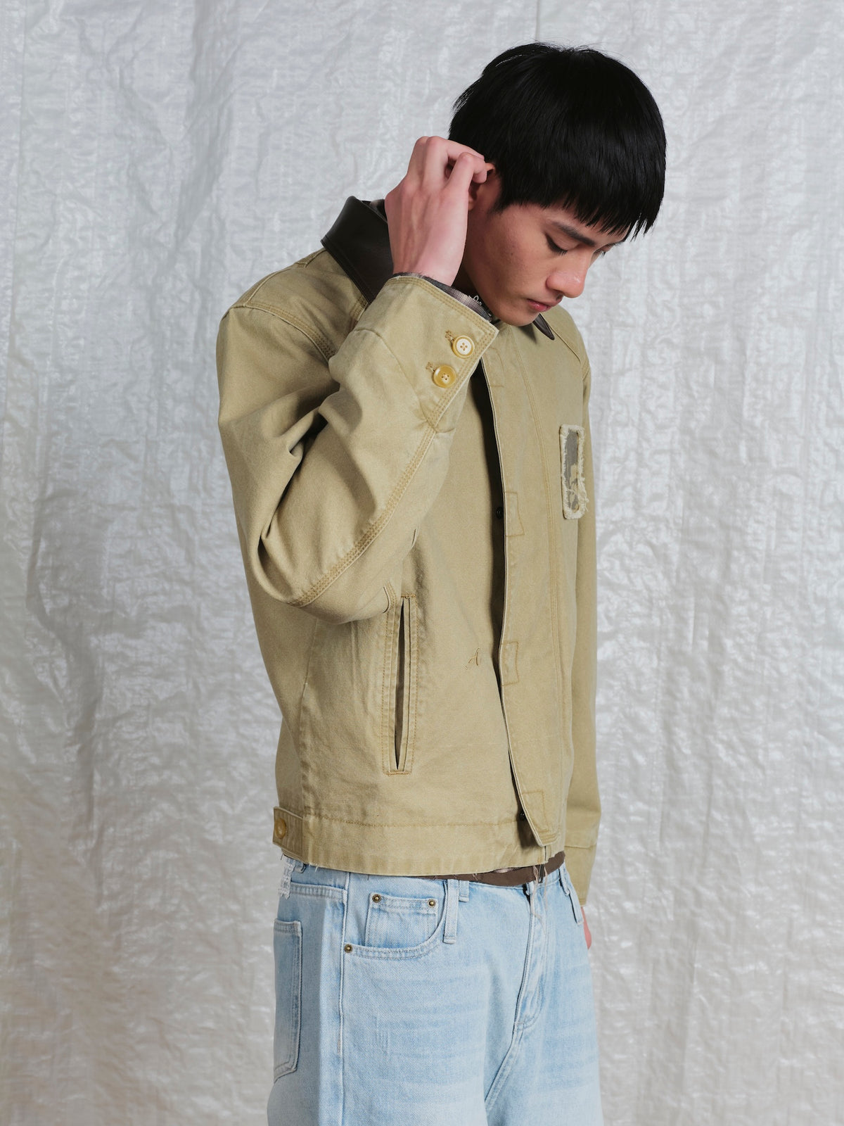 Leather Collar Work Jacket