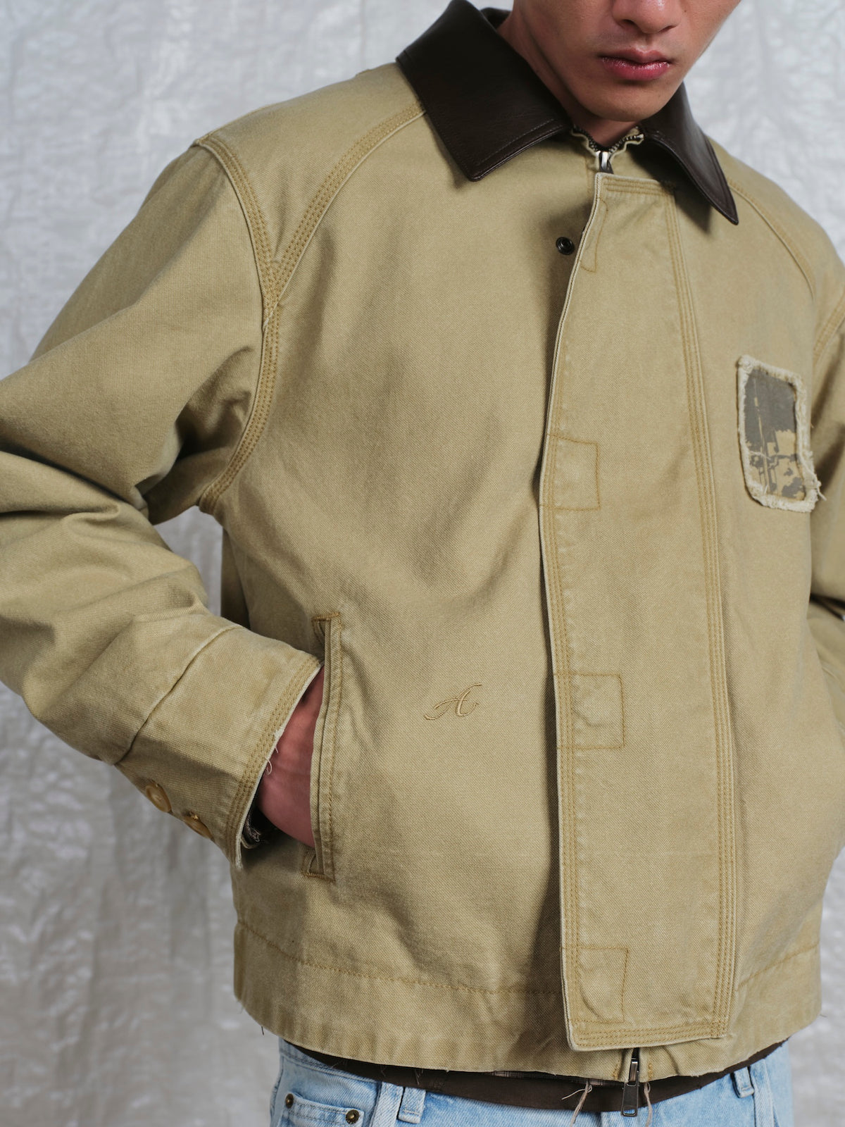 Leather Collar Work Jacket