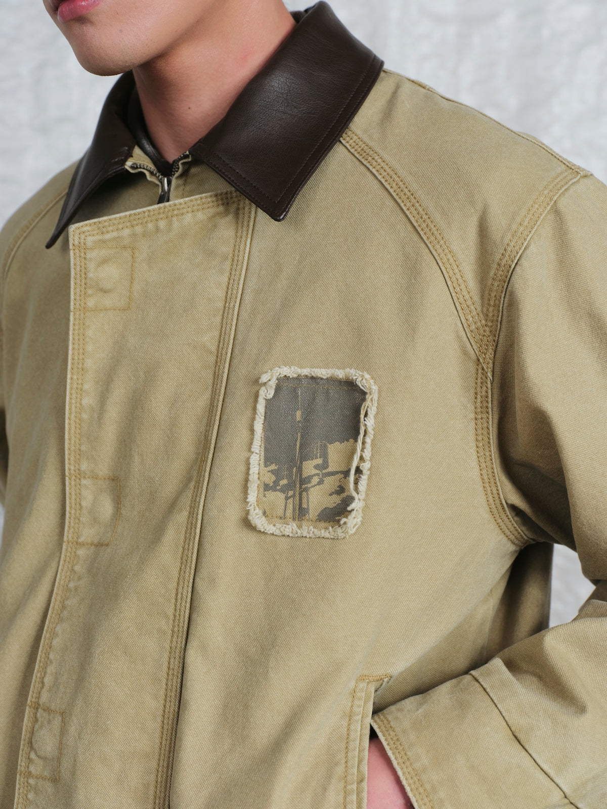 Leather Collar Work Jacket