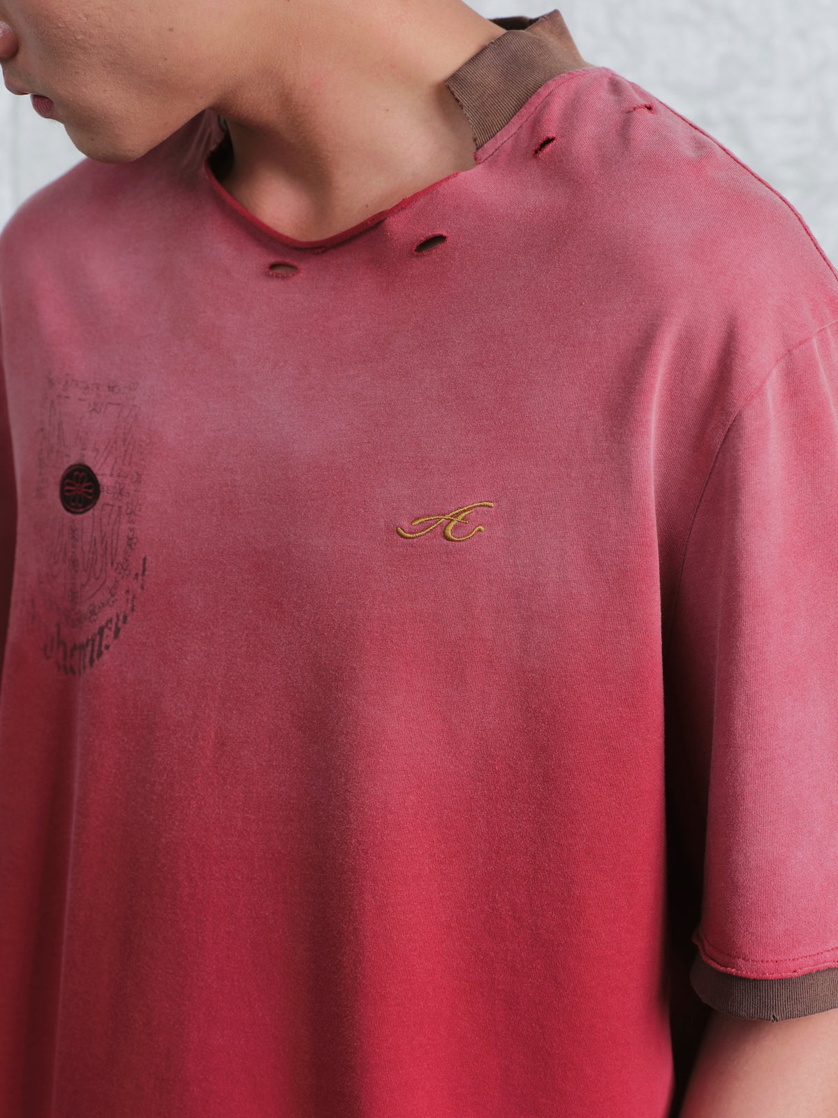 Distressed Collar Cropped Tee