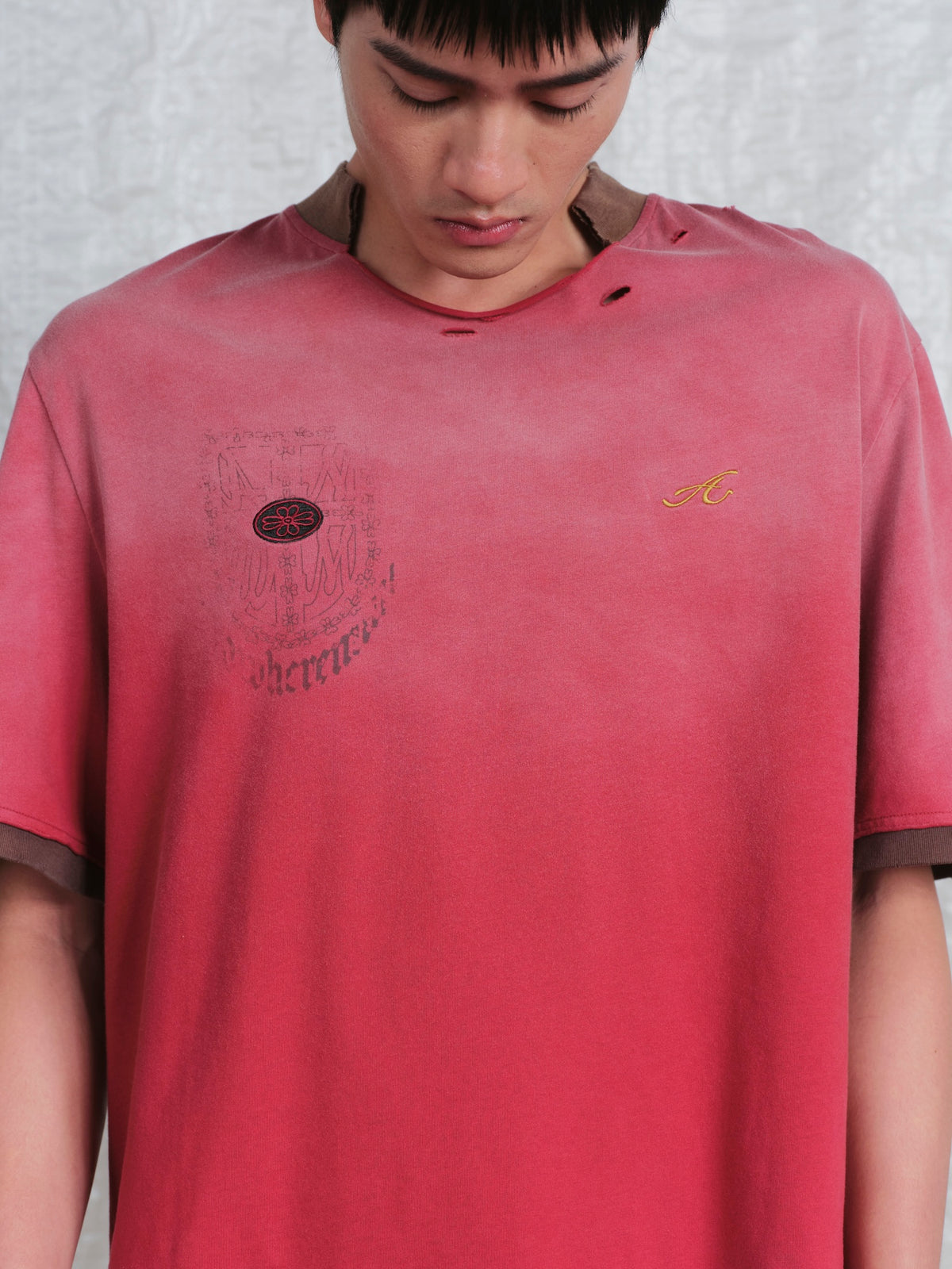 Distressed Collar Cropped Tee