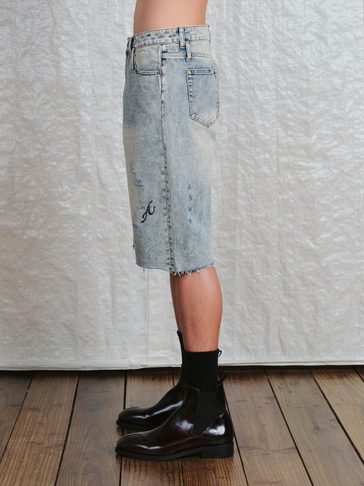 Print Denim Short