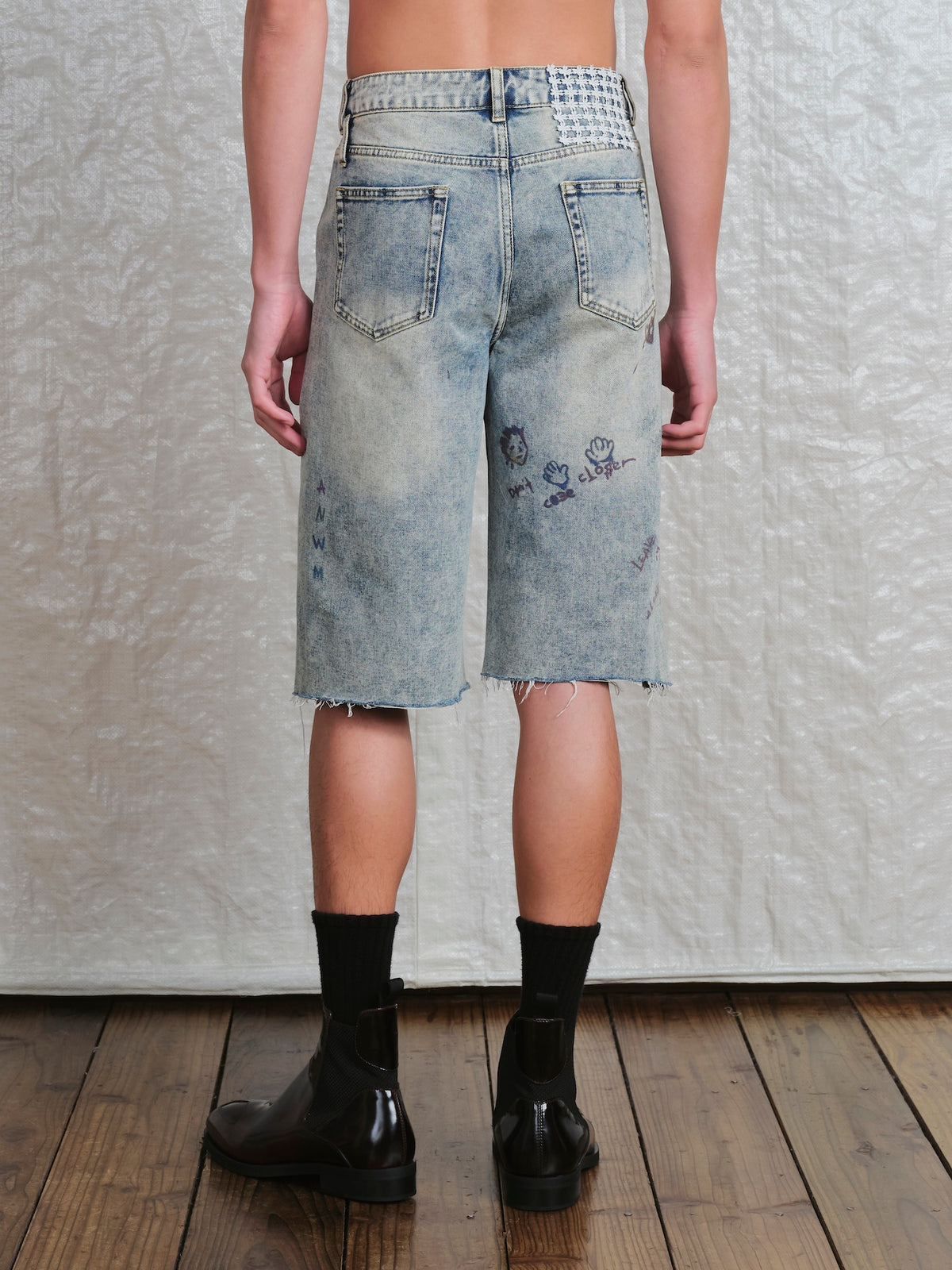Print Denim Short