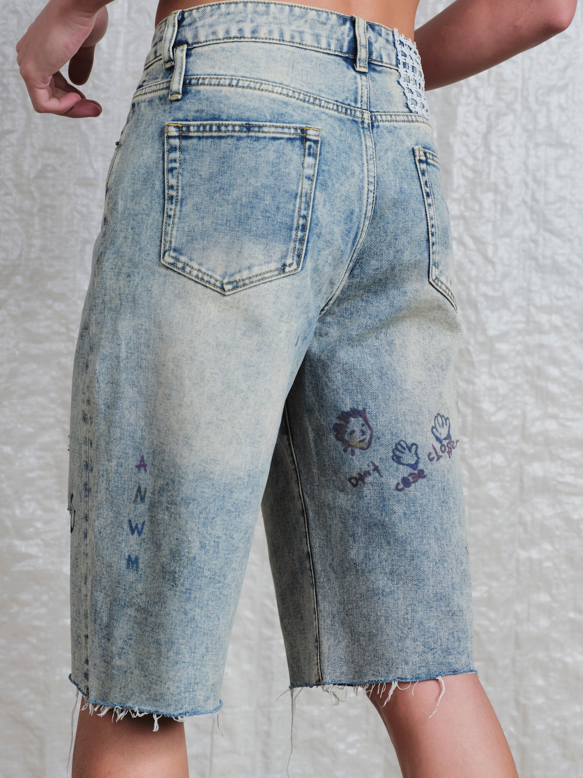 Print Denim Short