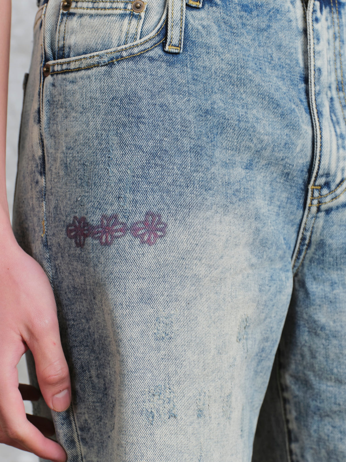 Print Denim Short