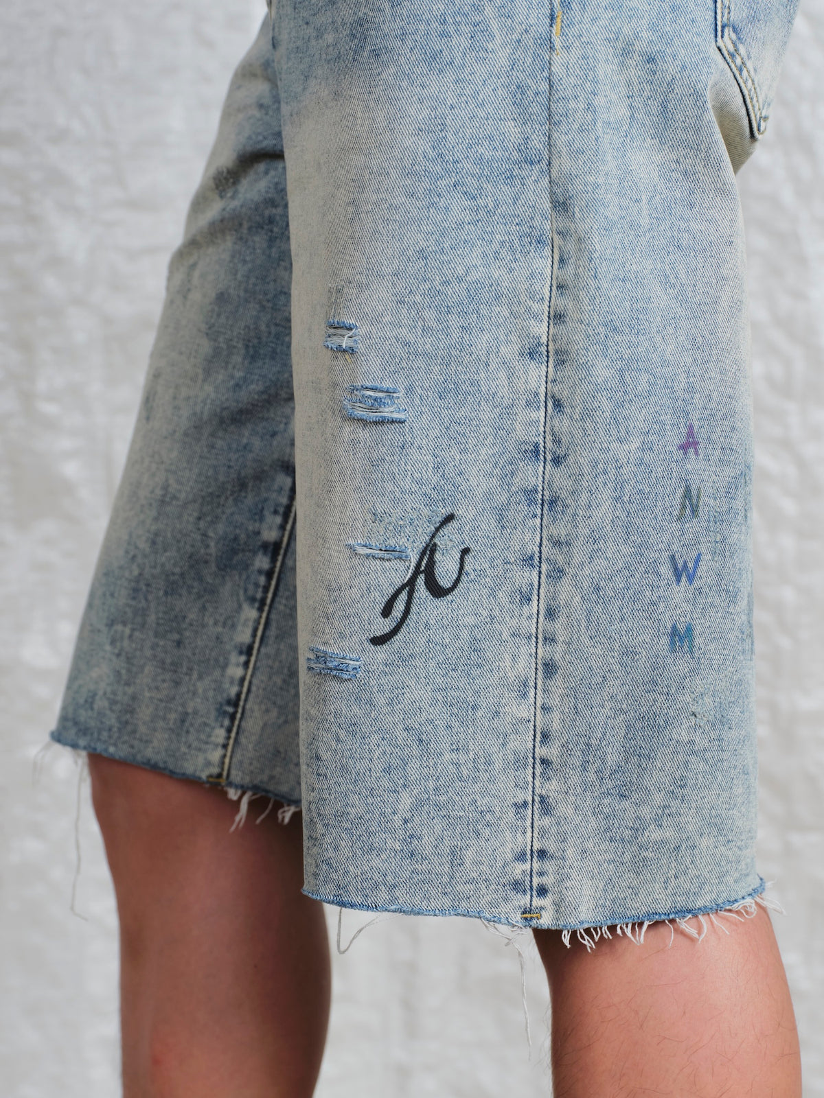 Print Denim Short