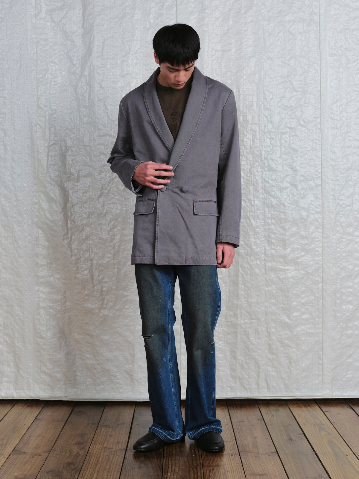 Washed Embroidery Suit Jacket