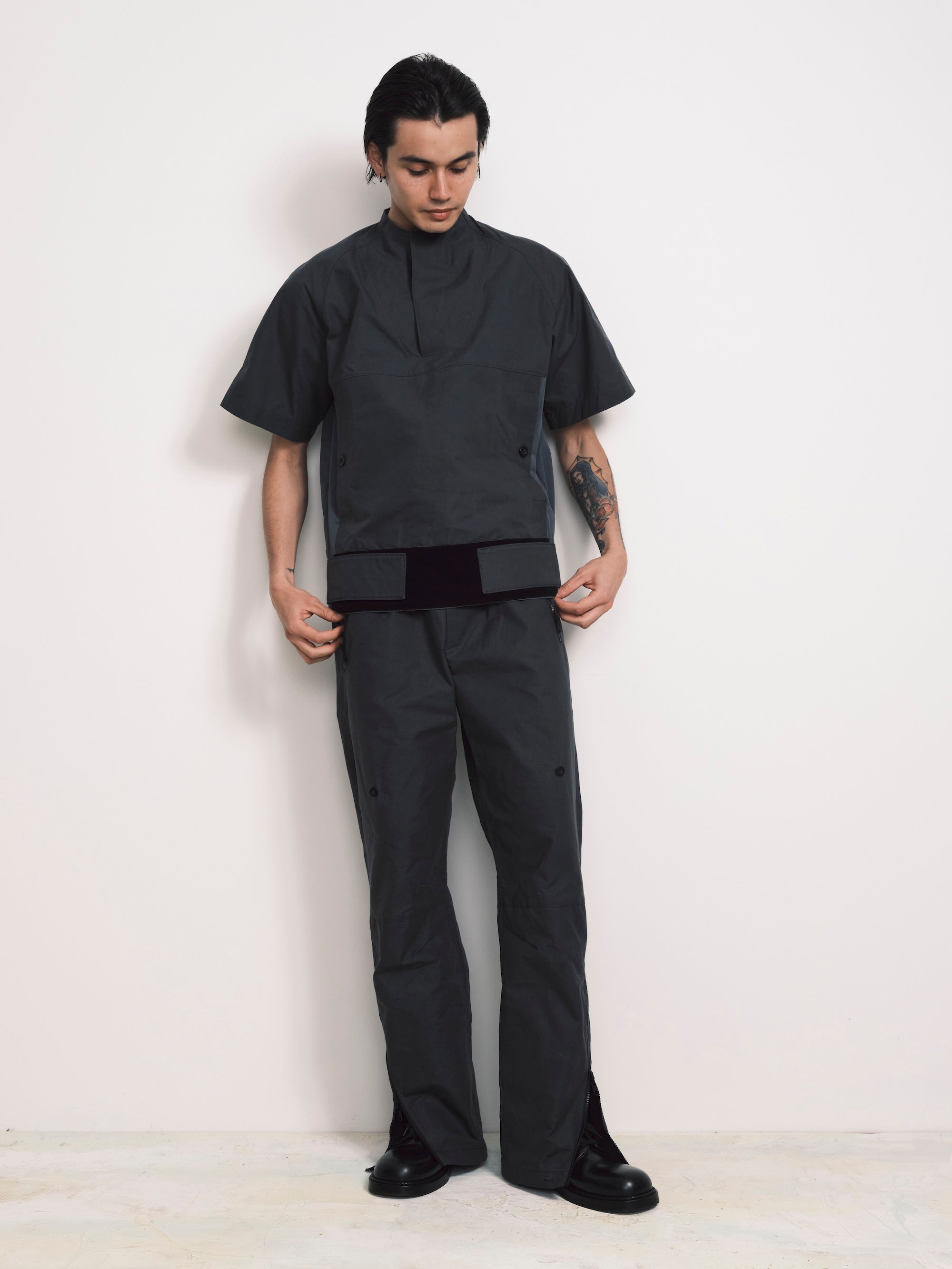 トップス GR10K, 24SS ORIGIN L/S SHIRT BLACK トップス GR10K, 24SS ORIGIN L/S SHIRT BLACK kink