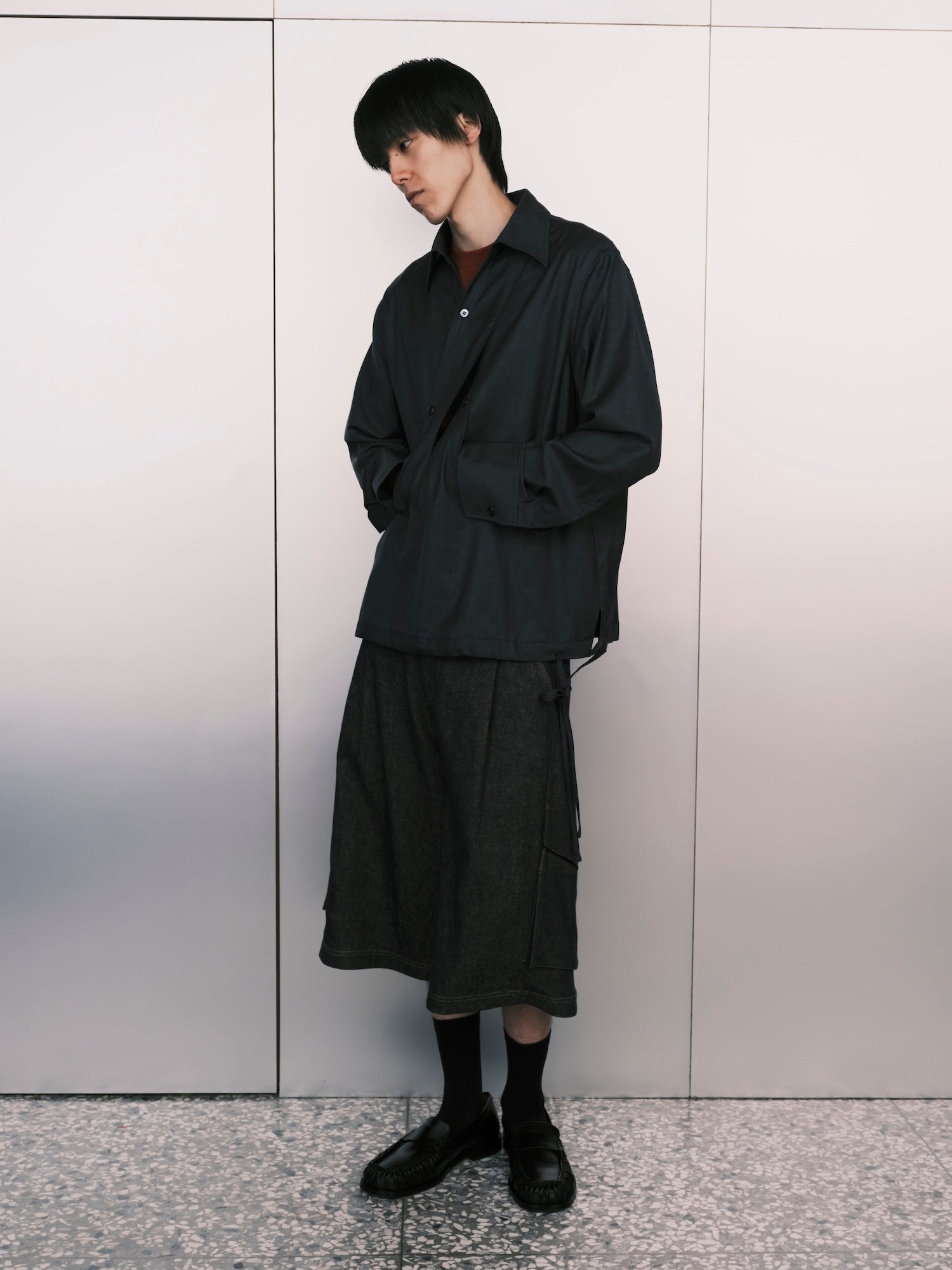NULLUS / Crossed Over Shirt Grey - Road Sign