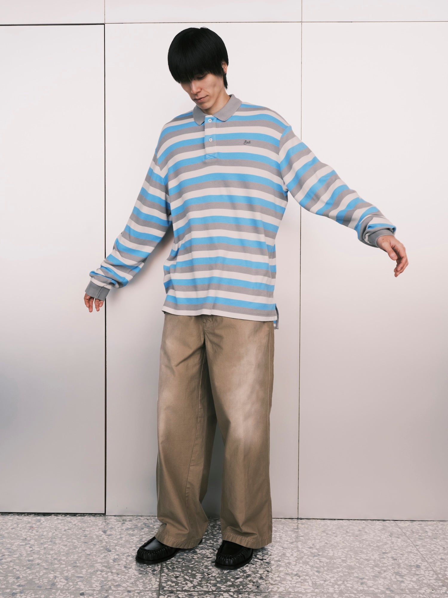 Striped Long Sleeve Polo