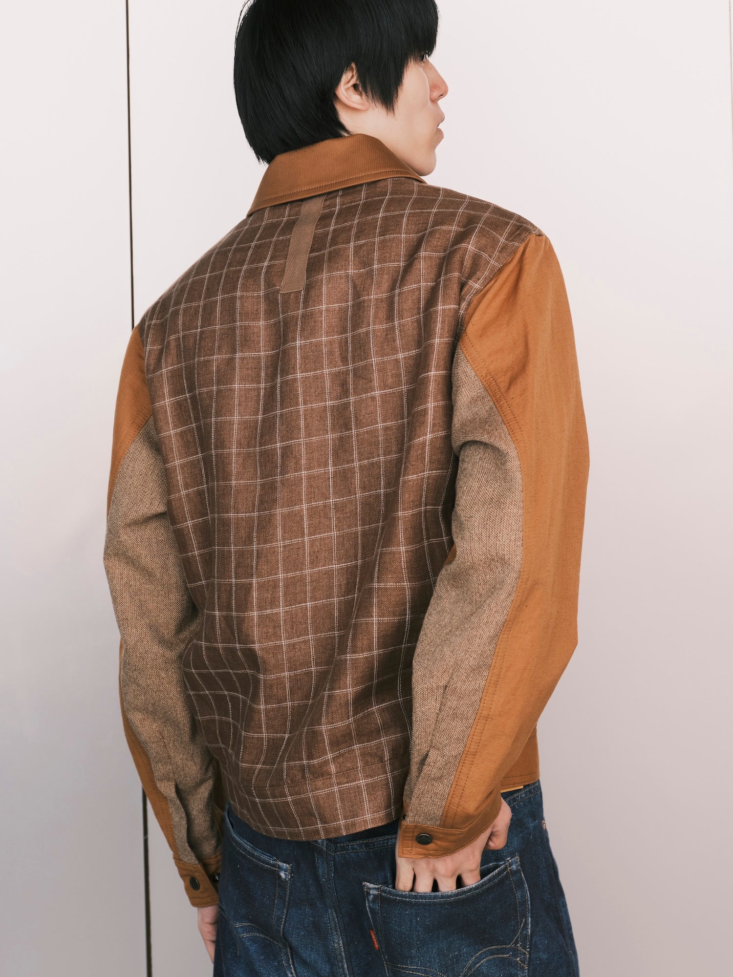 Linen Plaid Work Jacket