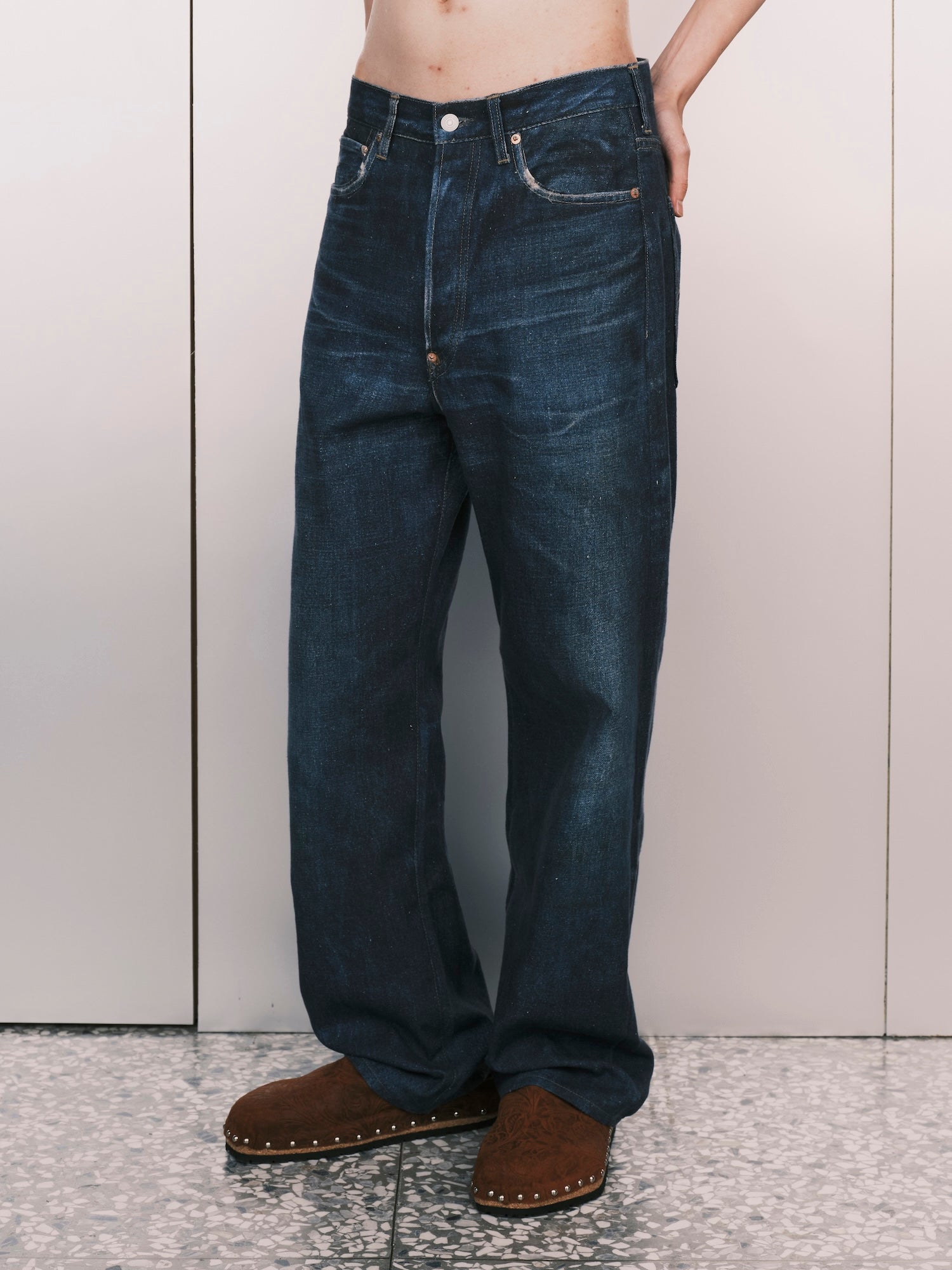 Print Denim Pants