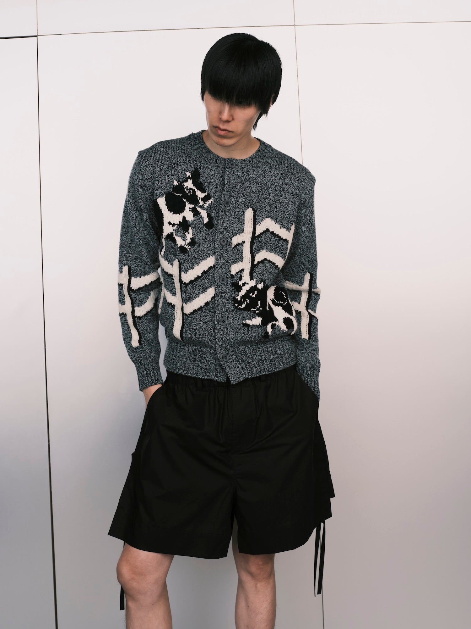 Intarsia Silk Knit Cardigan