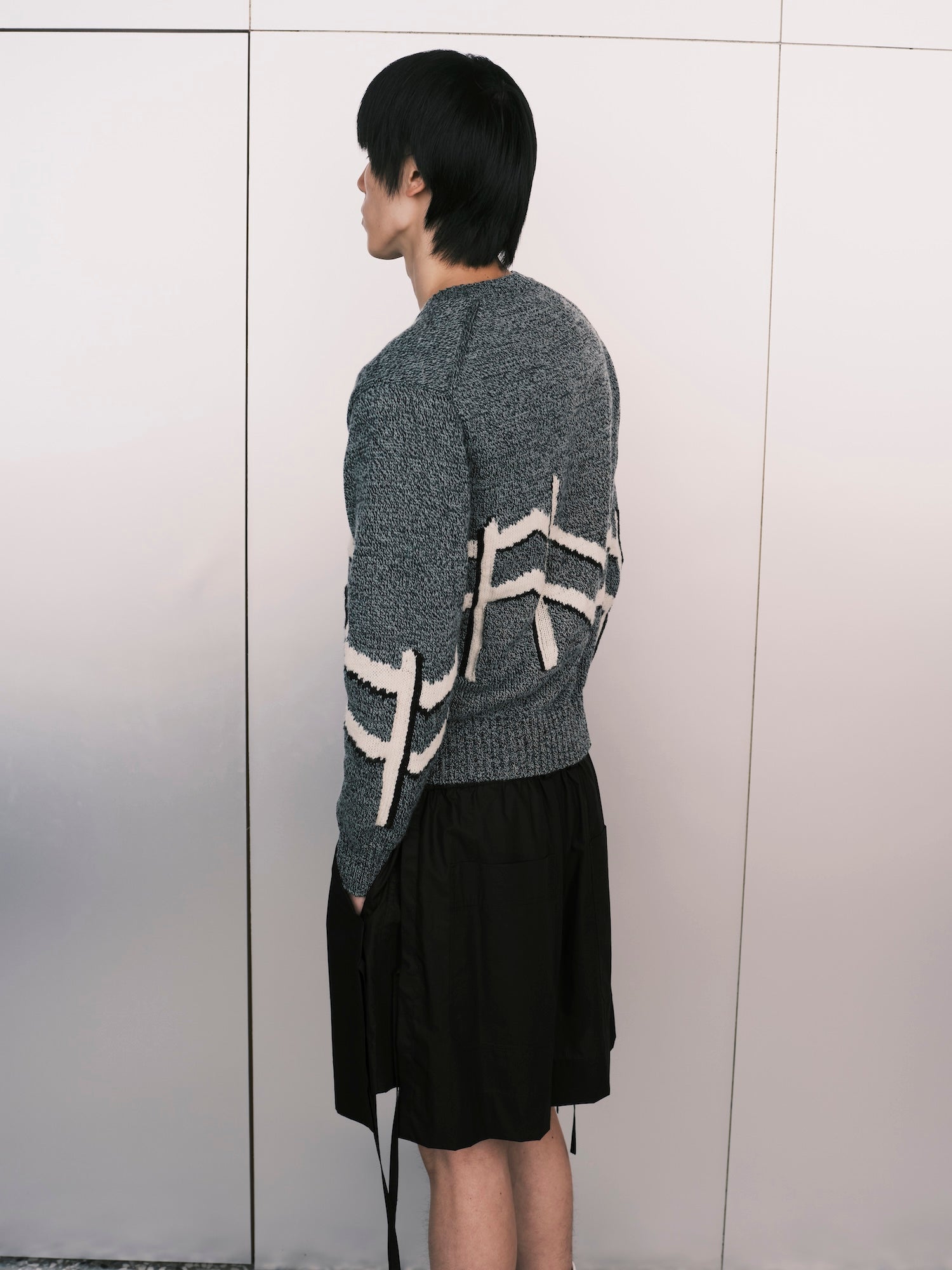 Intarsia Silk Knit Cardigan