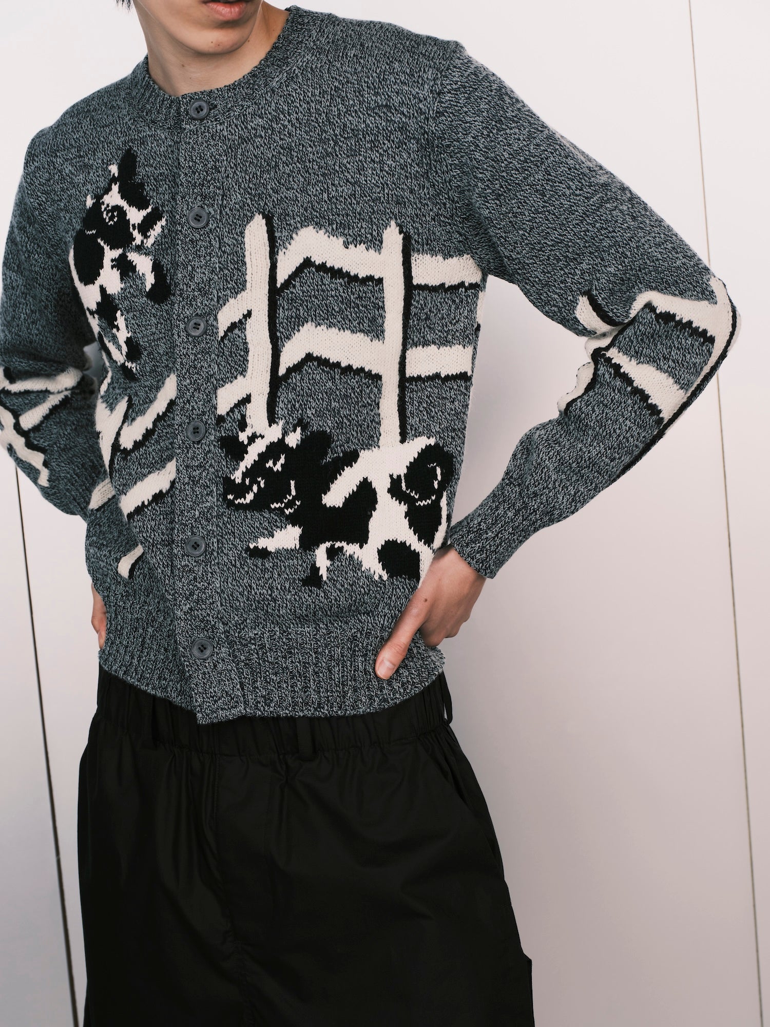 Intarsia Silk Knit Cardigan