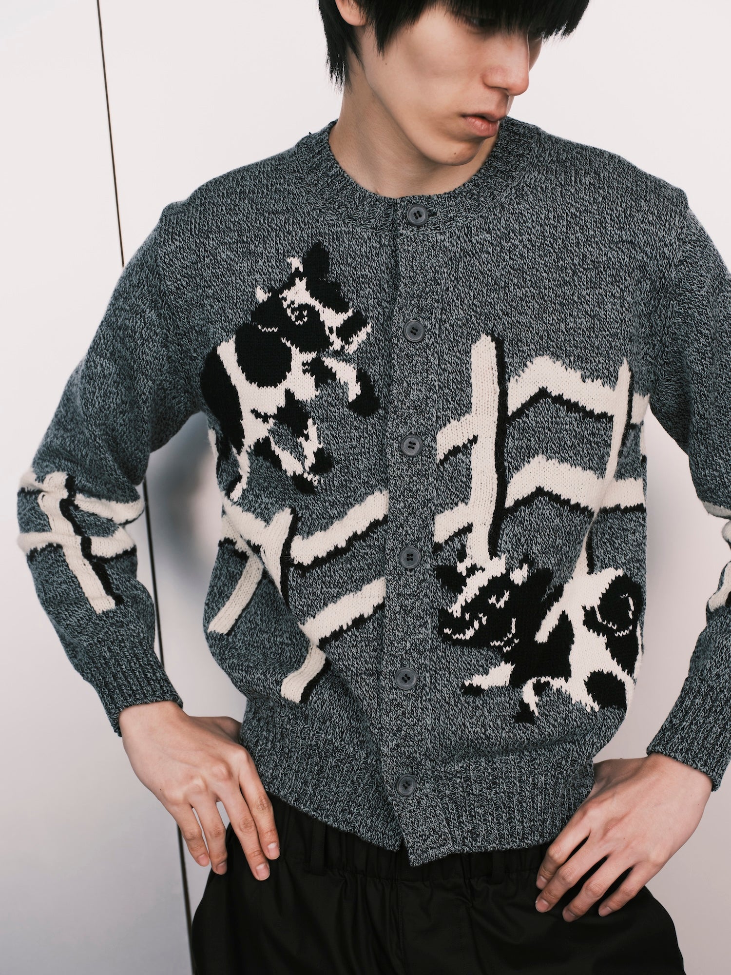 Intarsia Silk Knit Cardigan