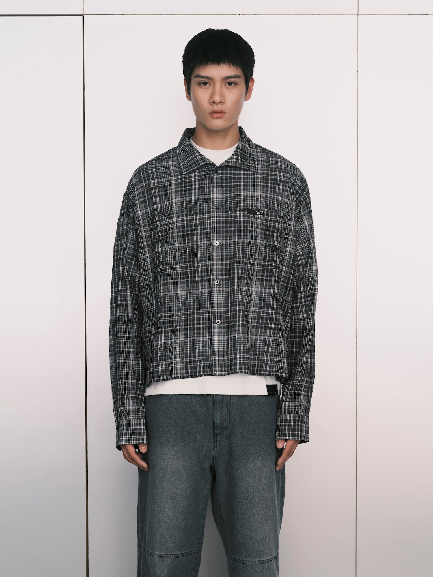 1ds Sheer–Check Boxy Shirt