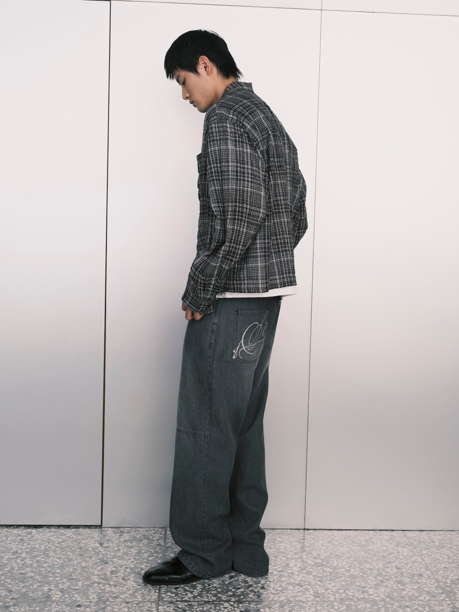 1ds Sheer–Check Boxy Shirt