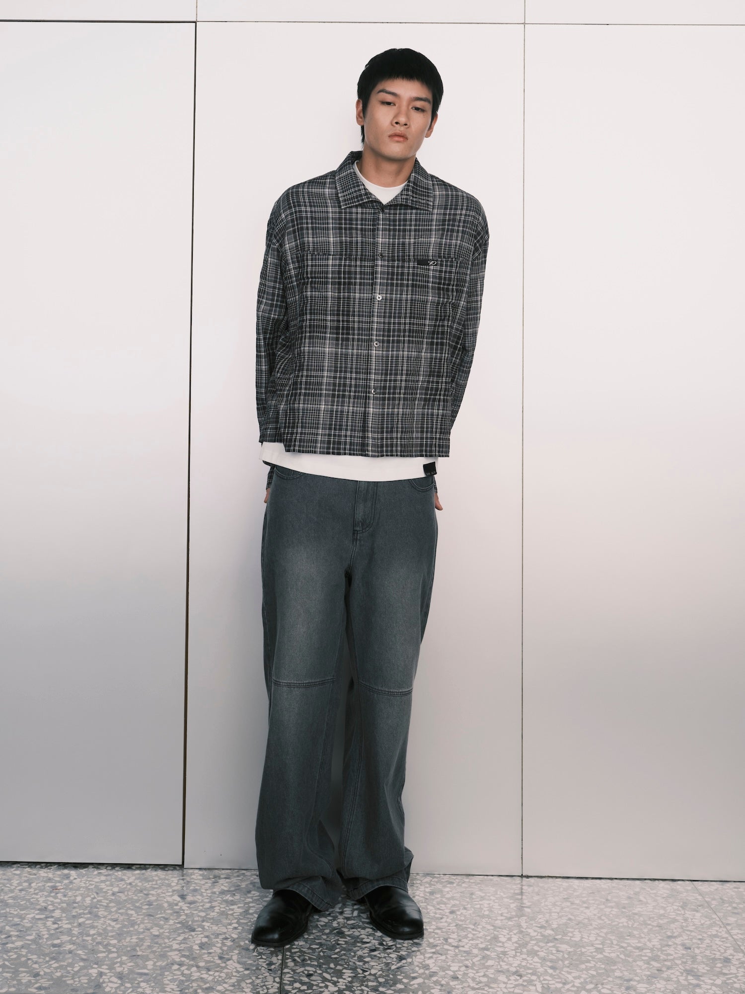 1ds Sheer–Check Boxy Shirt