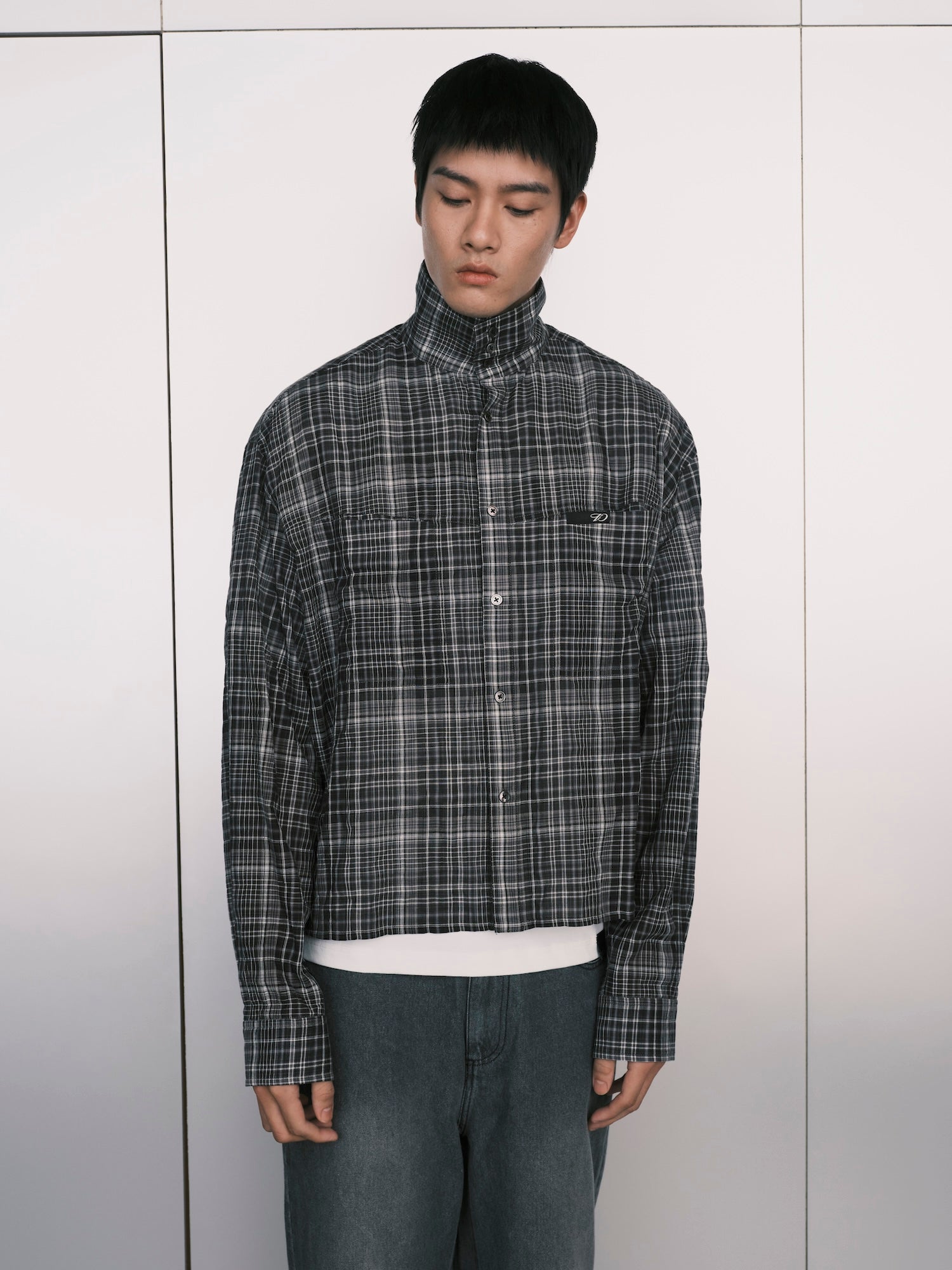 1ds Sheer–Check Boxy Shirt