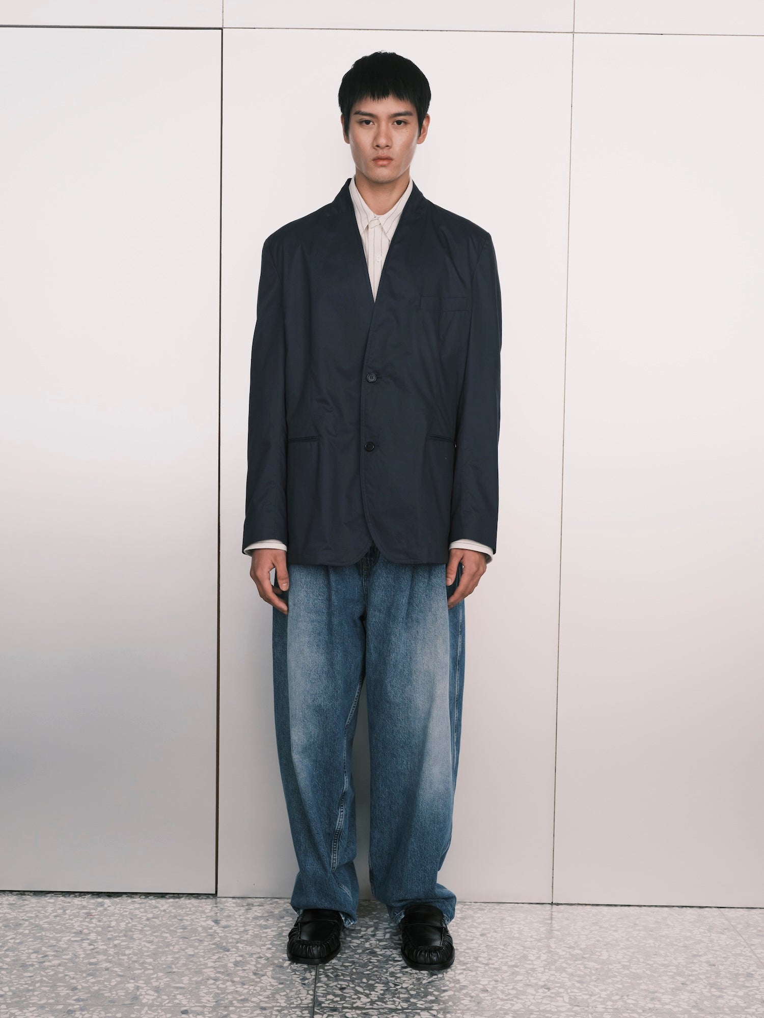 Pleated Denim Pants