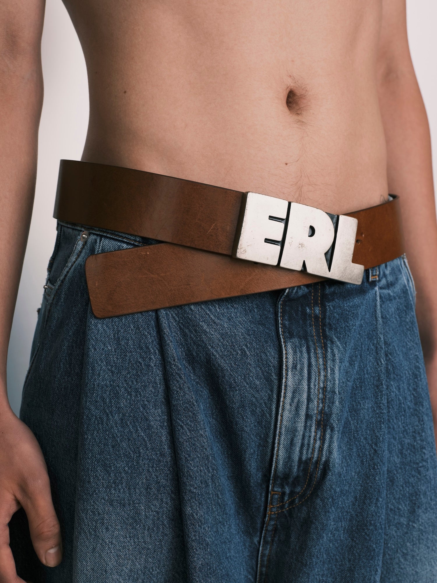 ERL / Erl Leather Belt Large Leath Brown - Road Sign