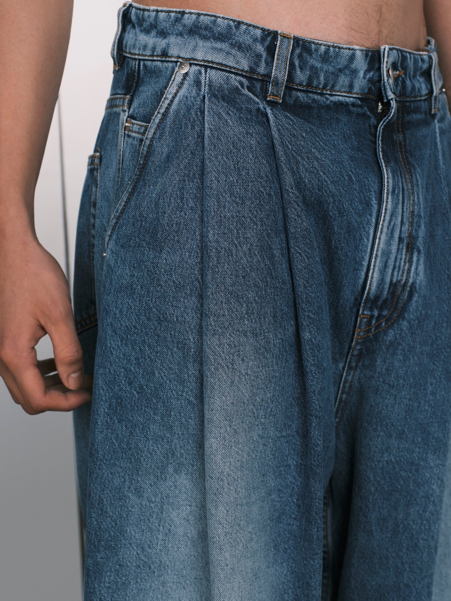 Pleated Denim Pants