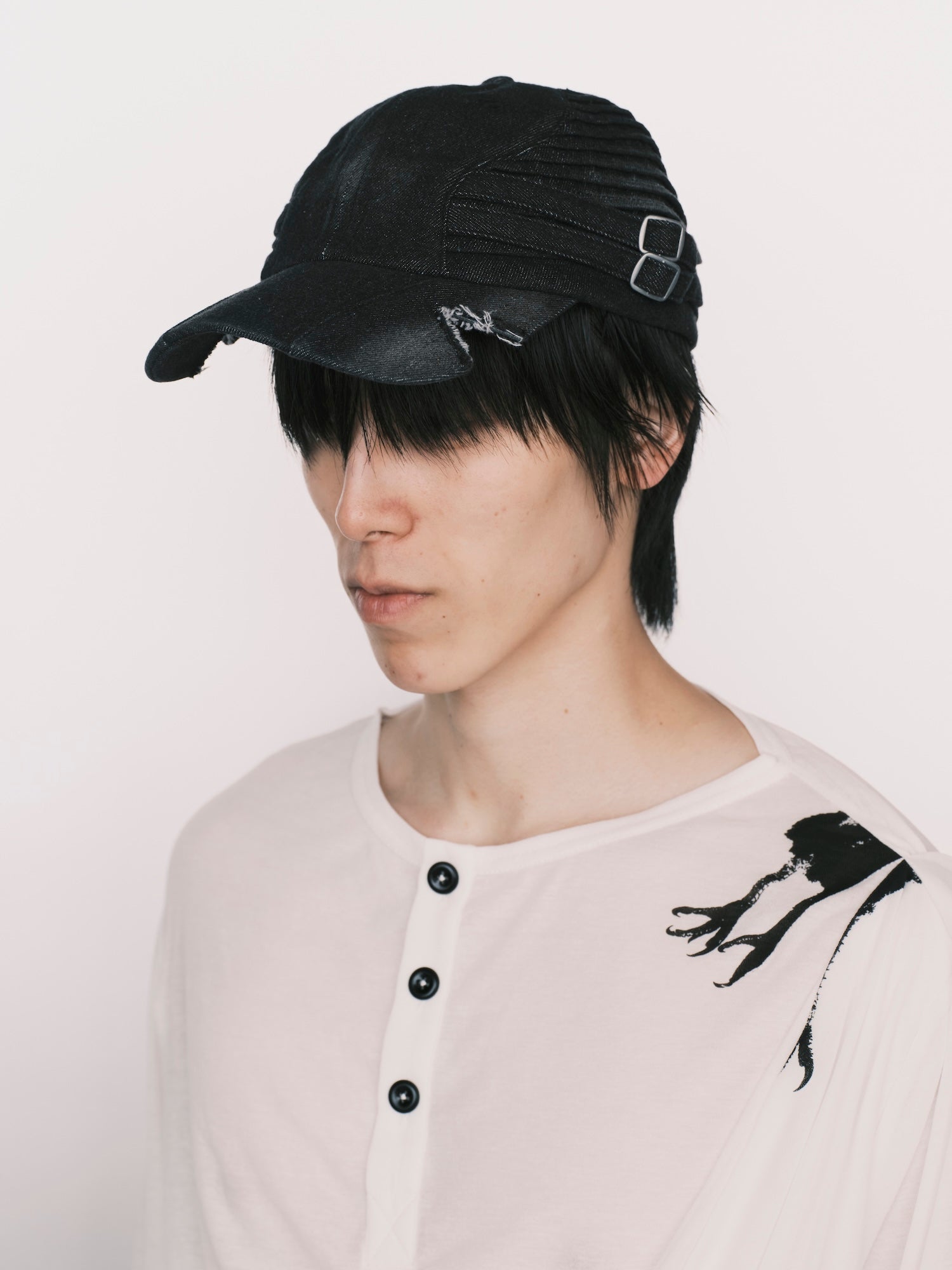 Quilted Denim Cut Cap