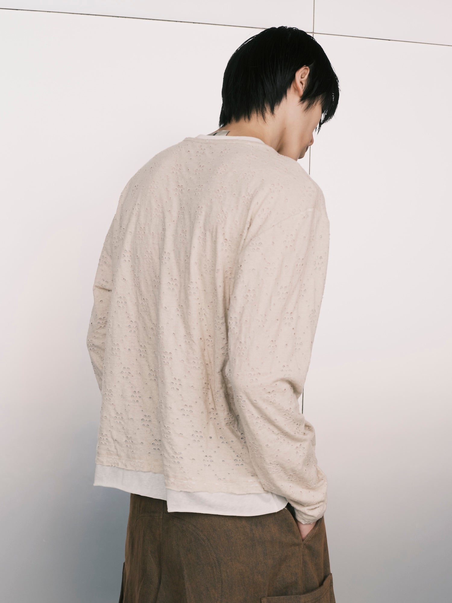 Layered Net Linen Jersey