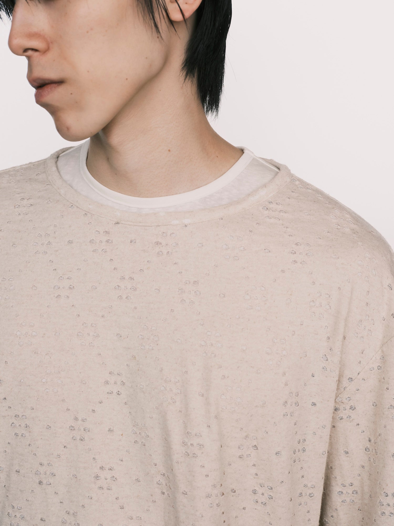 Layered Net Linen Jersey